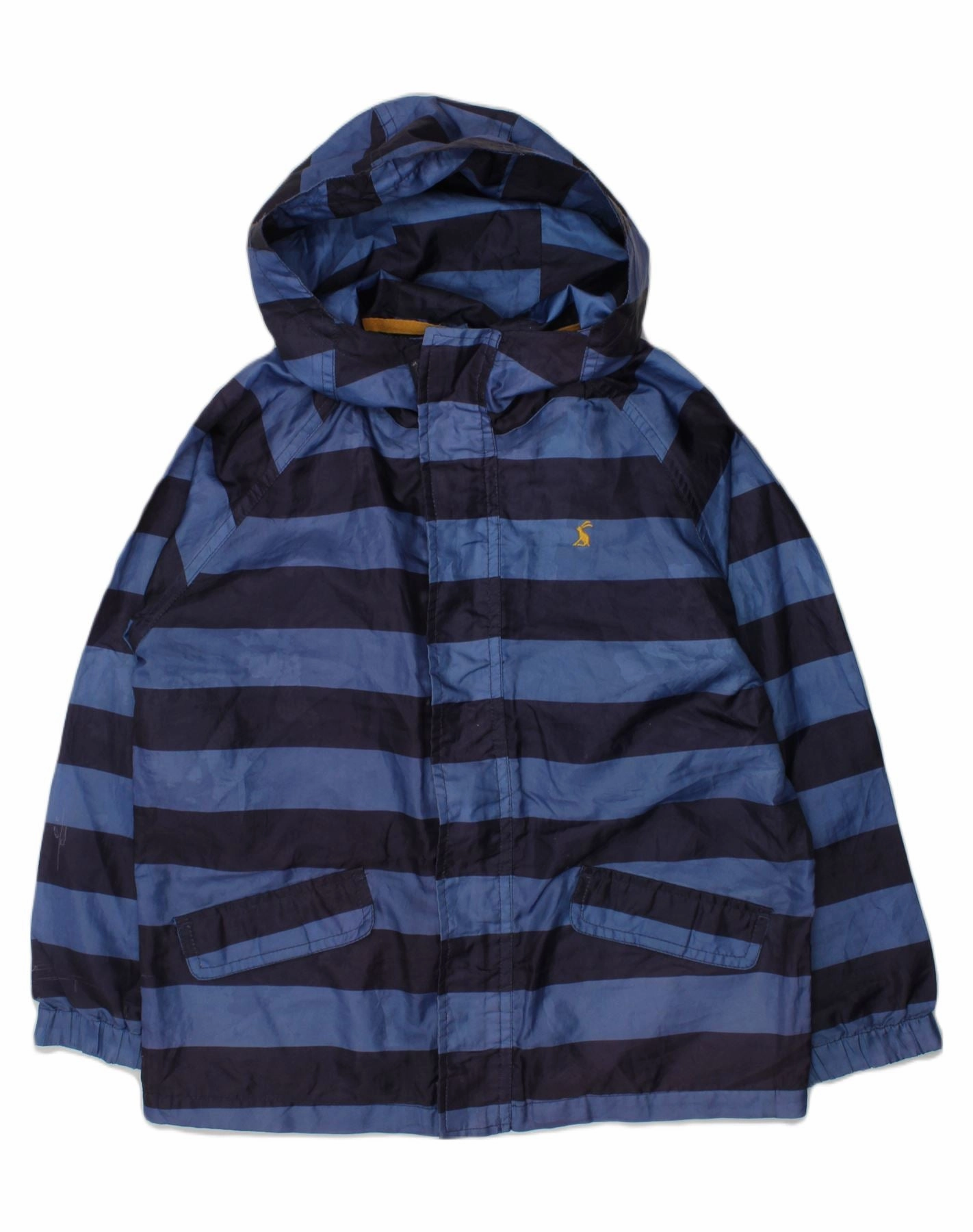 Free Motion Design JOULES Boys Hooded Rain Jacket 7-8 Years Blue Striped Polyester