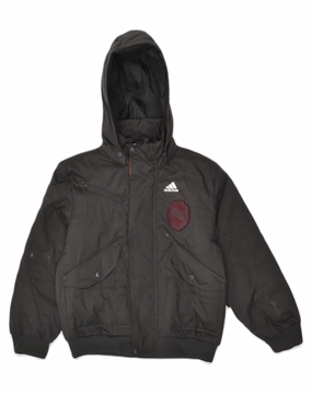 Christmas outfit Multi Season ADIDAS Boys Hooded Windbreaker Jacket 7-8 Years Black Polyester