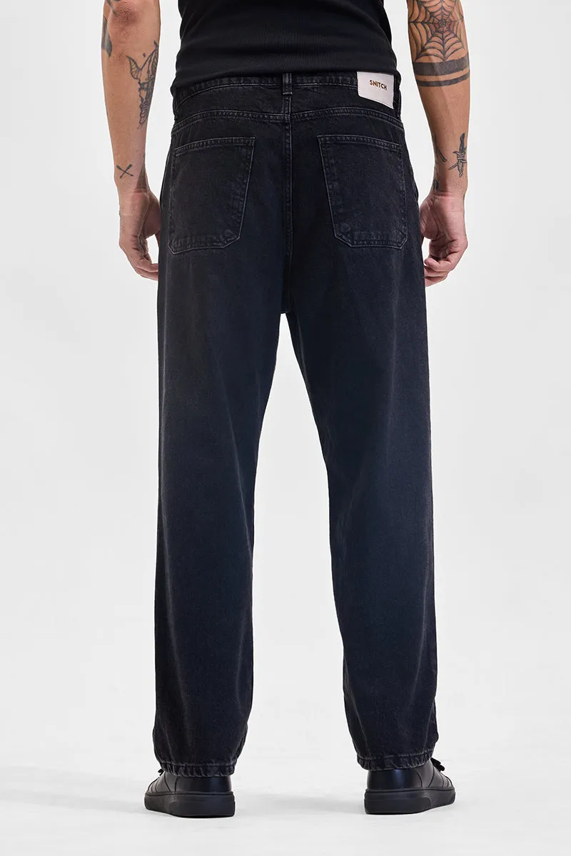 Washed Black Mid Rise Loose Fit Jeans