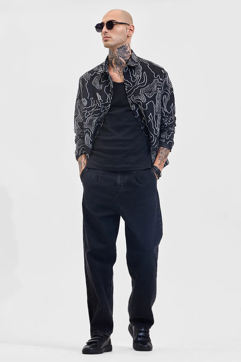 Washed Black Mid Rise Loose Fit Jeans
