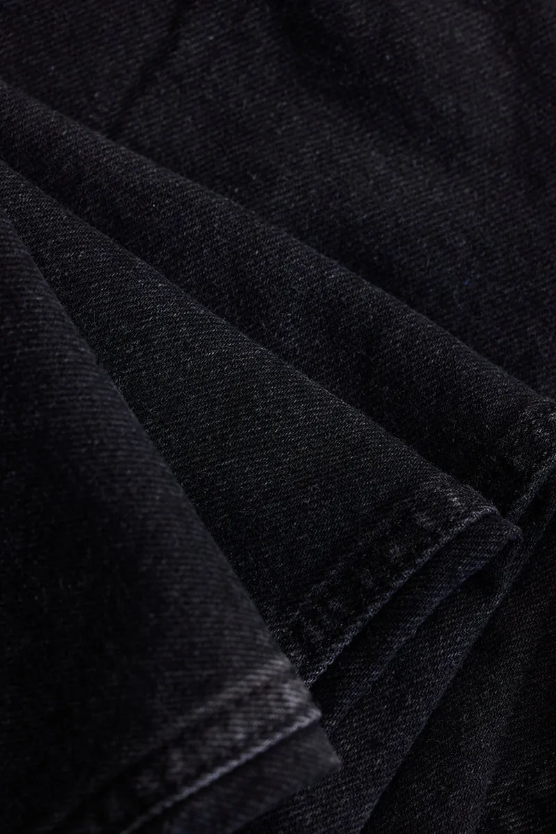 Washed Black Mid Rise Loose Fit Jeans