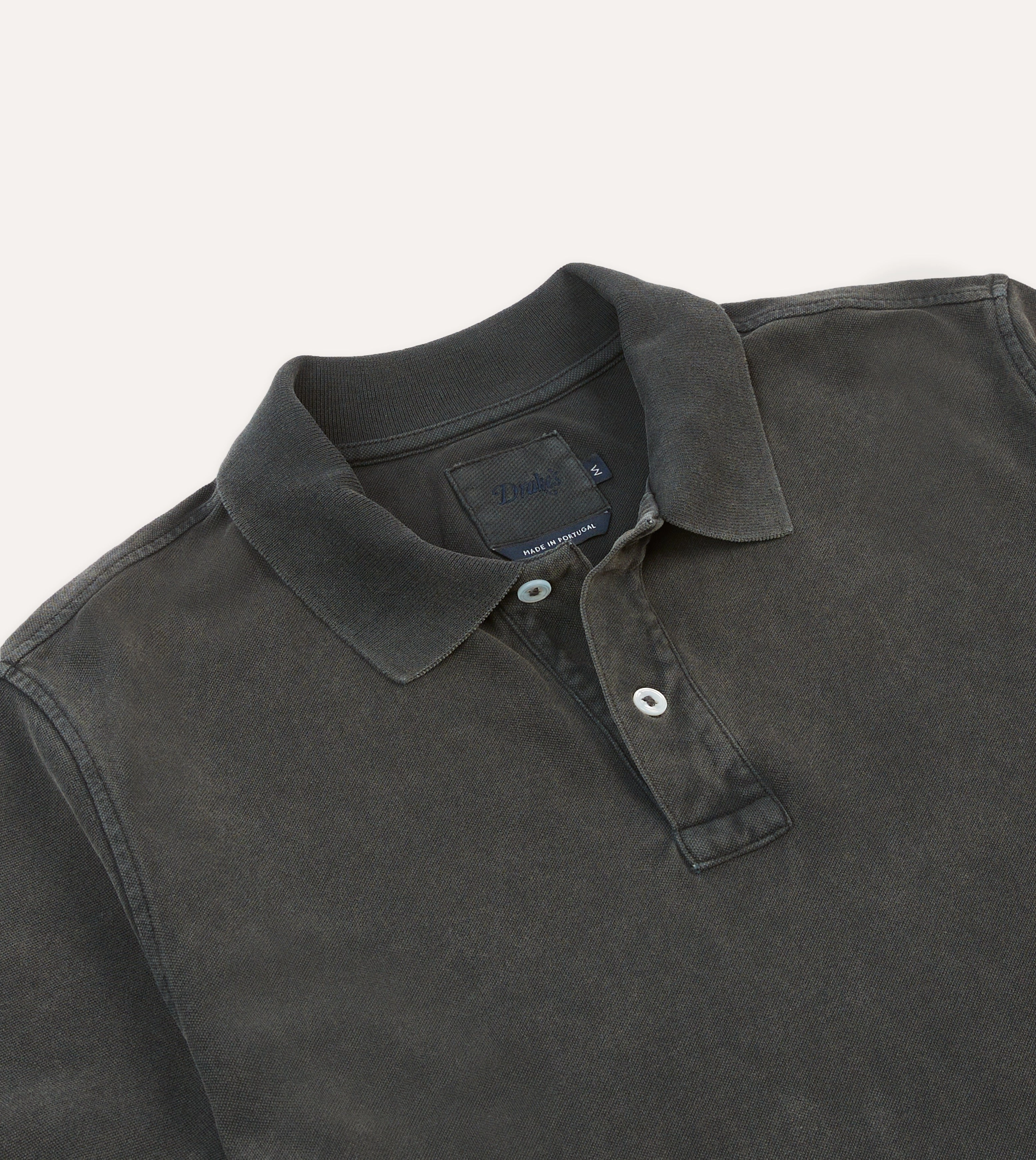 Washed Black Piqu?? Cotton Polo Shirt Urban Wear Daily Wear