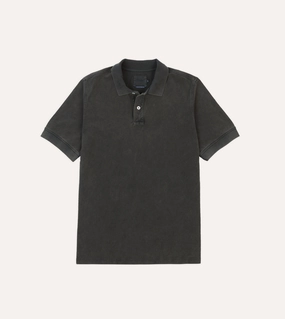 Timeless Look Washed Black Piqu?? Cotton Polo Shirt