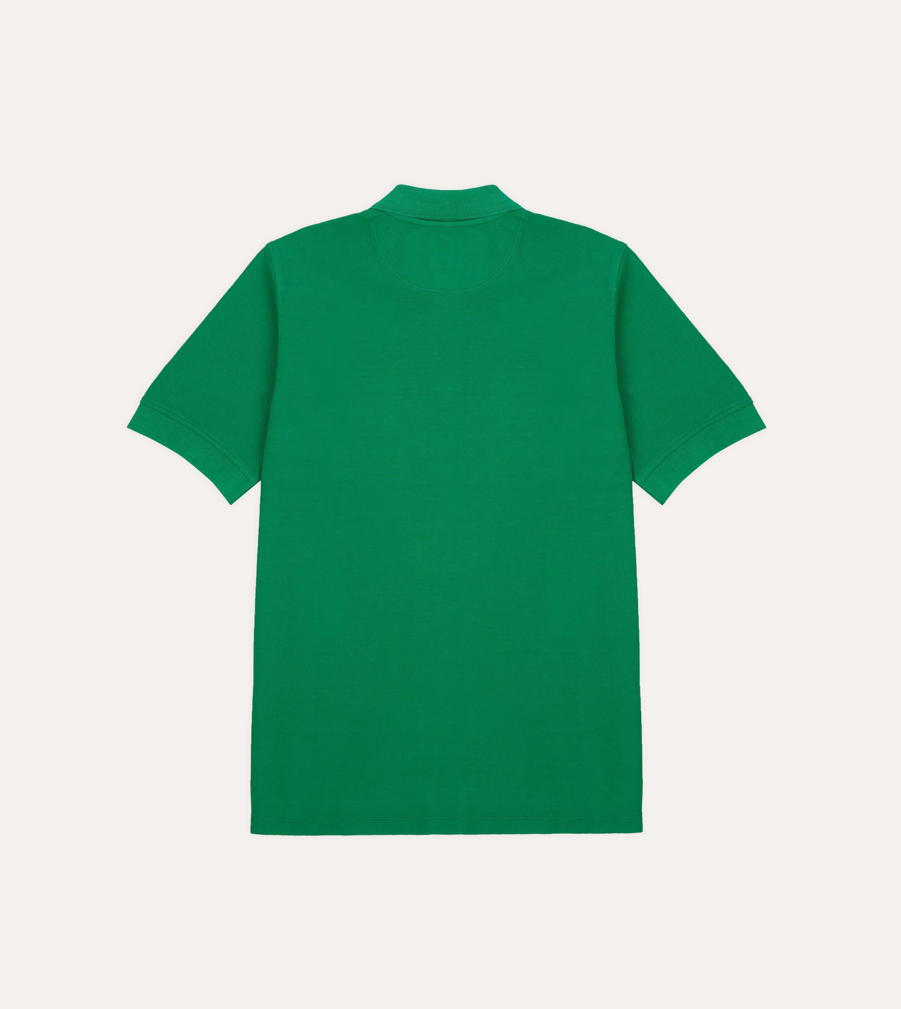 Washed Green Piqu?? Cotton Polo Shirt Long Sleeve