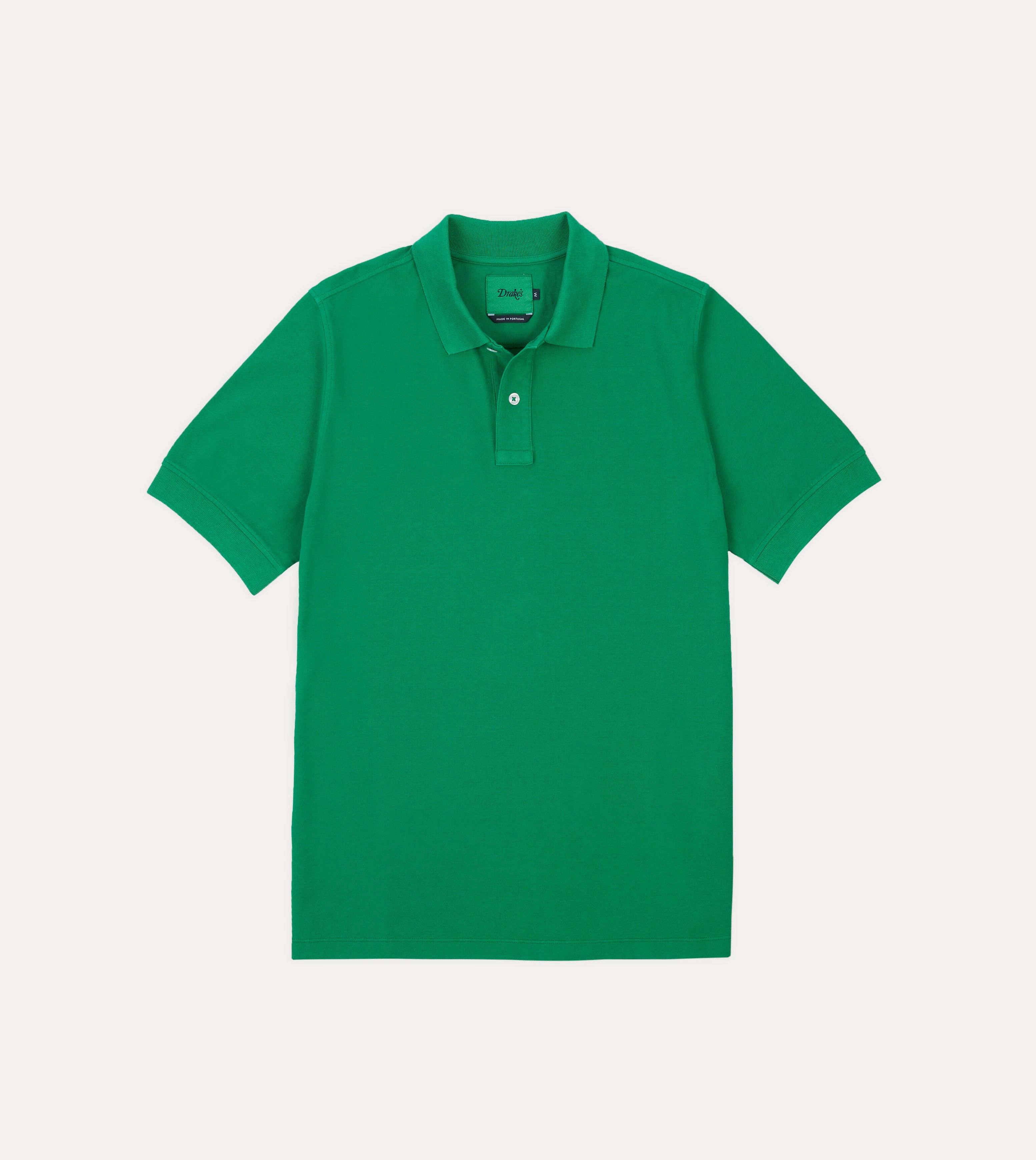Washed Green Piqu?? Cotton Polo Shirt Warm Clothing