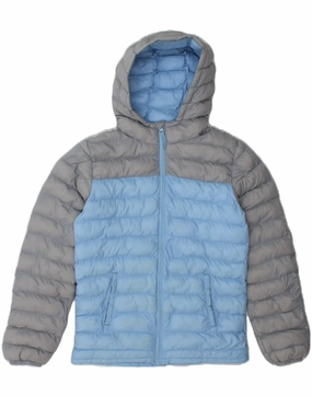 MOUNTAIN WAREHOUSE Boys Hooded Padded Jacket 11-12 Years Blue Colourblock Grant Stretchable Material