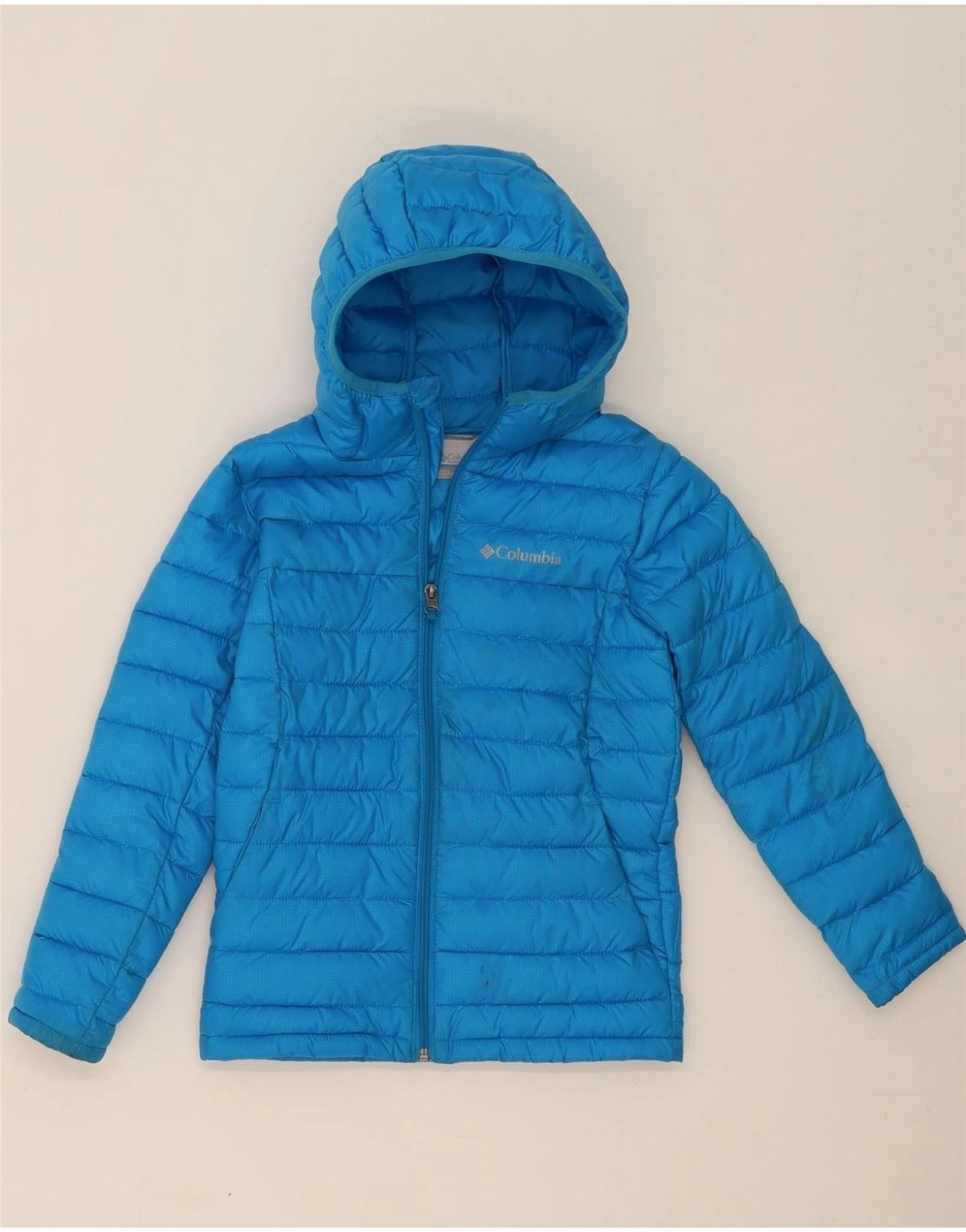 special - occasion wear COLUMBIA Boys Hooded Padded Jacket 7-8 Years Small Blue Polyester