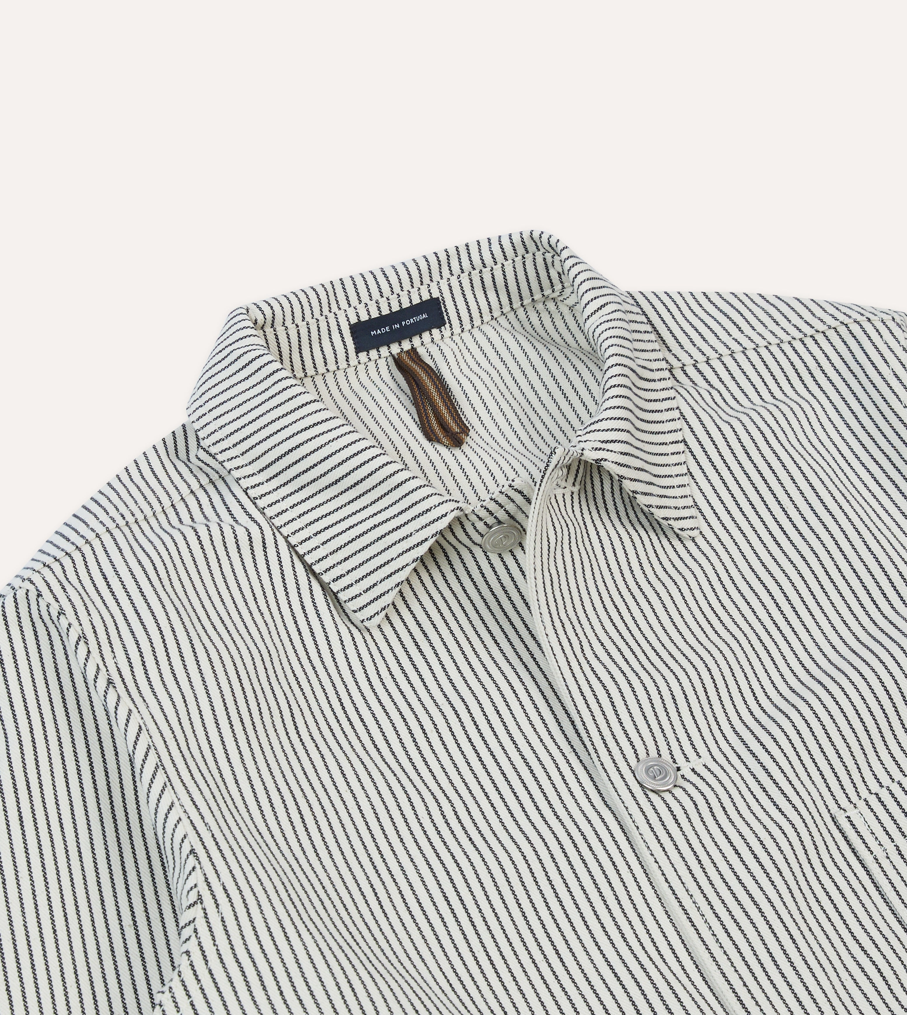 Navy and Ecru Stripe Cotton Stoker Jacket Protective Outerwear Relaxed Cut