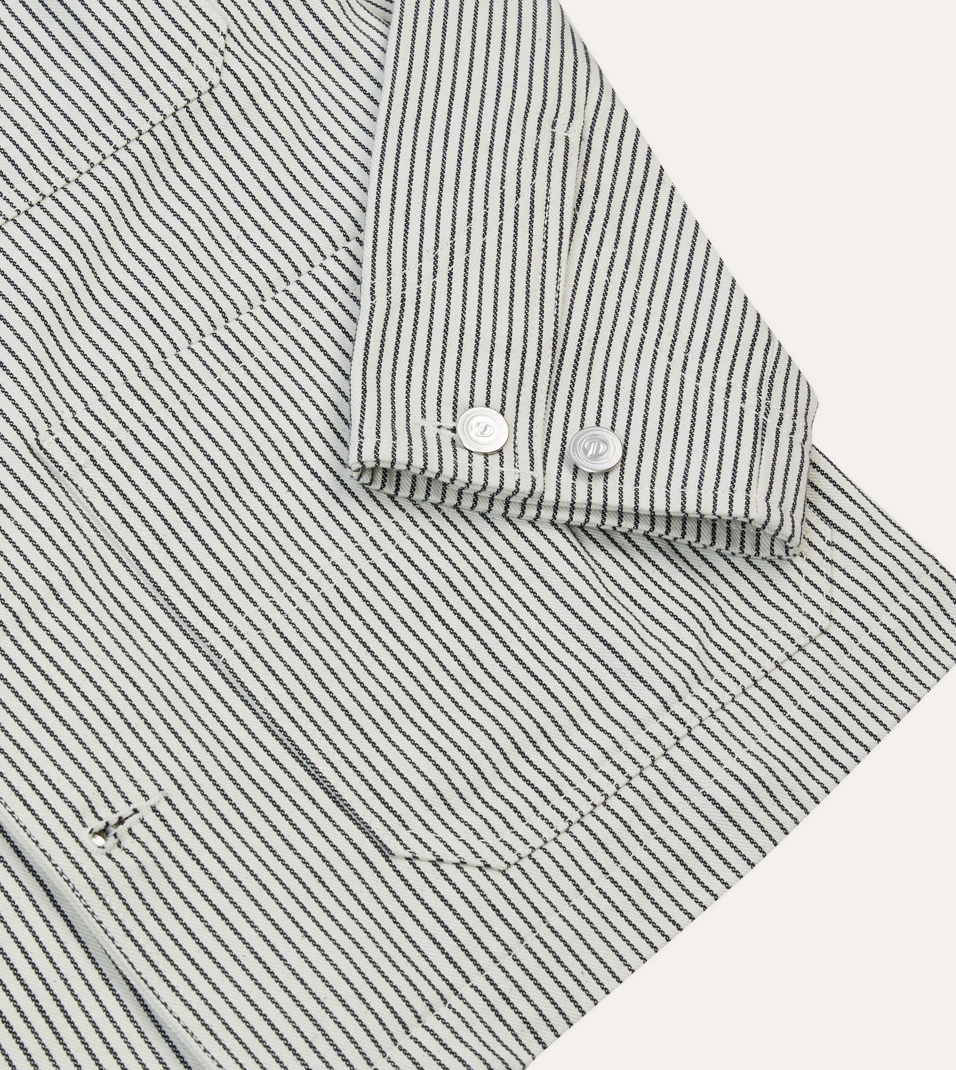 aesthetically pleasing Loose-fit Navy and Ecru Stripe Cotton Stoker Jacket