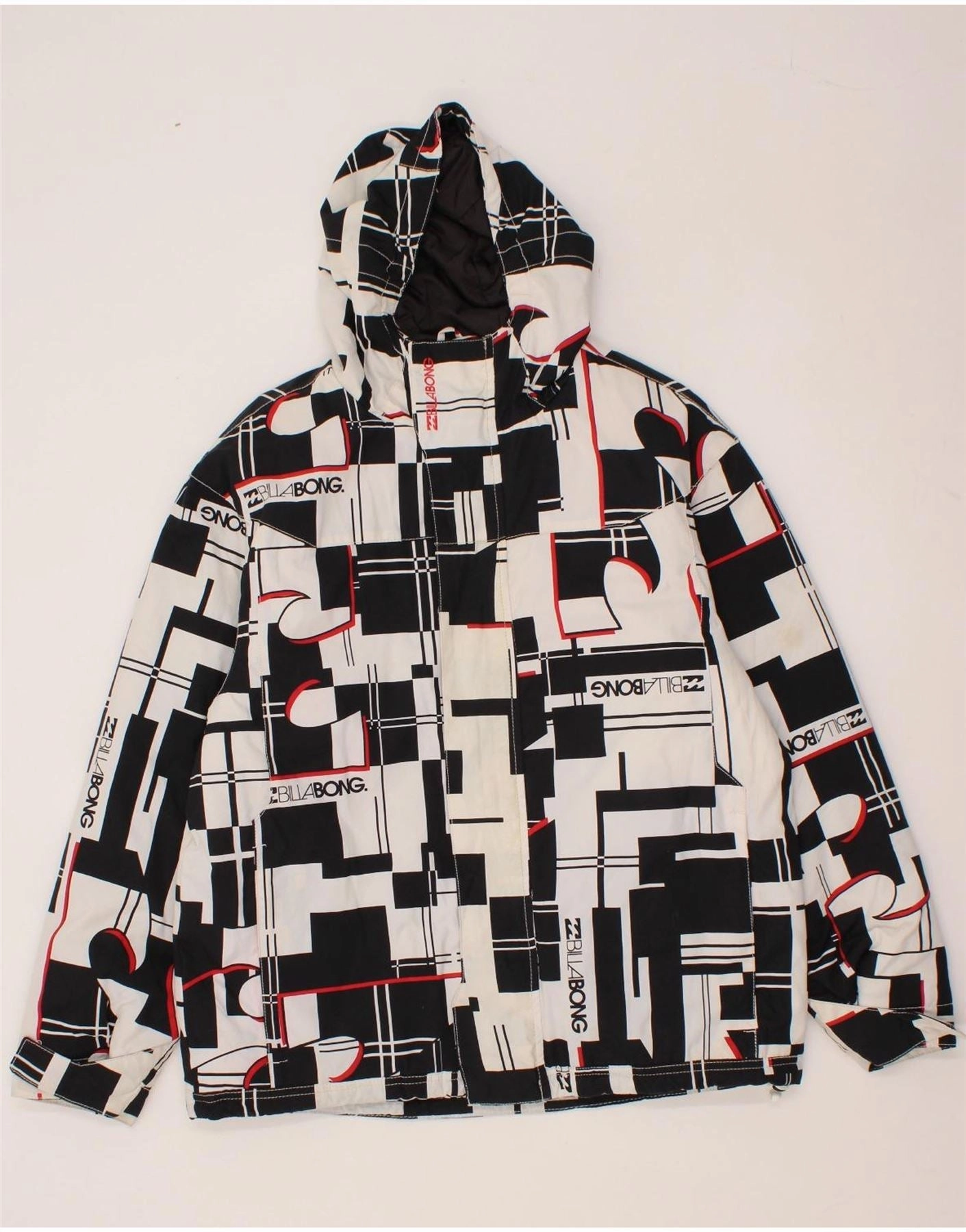 Casual Outdoor Wear BILLABONG Boys Graphic Hooded Rain Jacket 13-14 Years White Colourblock