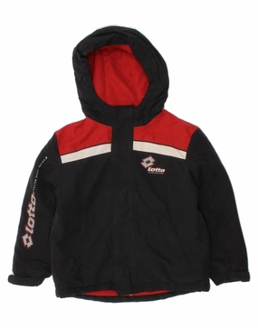 Packable Layer LOTTO Boys Graphic Hooded Windbreaker Jacket 2-3 Years Black Colourblock