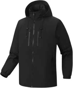 Waterproof Rain Jackets for Men Fall Hooded Anorak Lightweight Outdoor Windbreaker Outdoor Hiking Travel Rain Coat