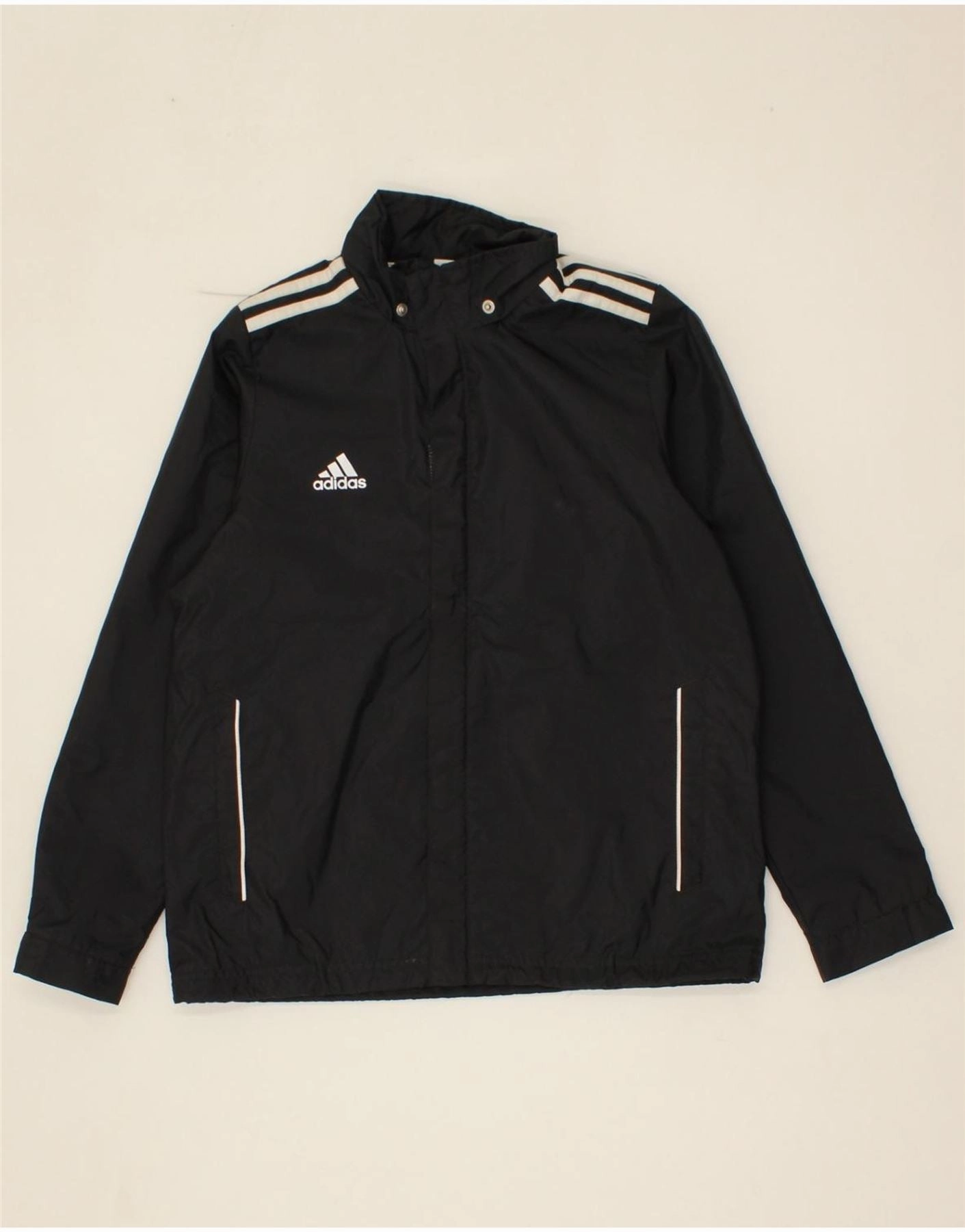 Chain ADIDAS Boys Windbreaker Jacket 11-12 Years Black Polyester