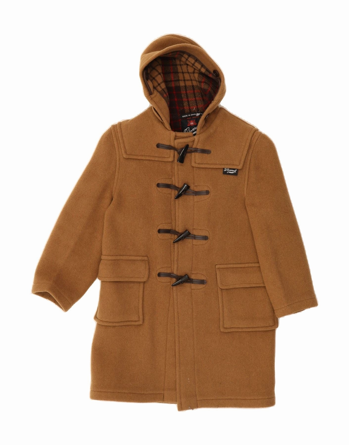 Infrastructure GLOVERALL Boys Hooded Duffle Coat 9-10 Years Brown Wool