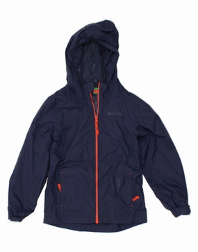 MOUNTAIN WAREHOUSE Boys Hooded Rain Jacket 7-8 Years Navy Blue Nylon All-Purpose Jacket Hydrostatic Rating Tested