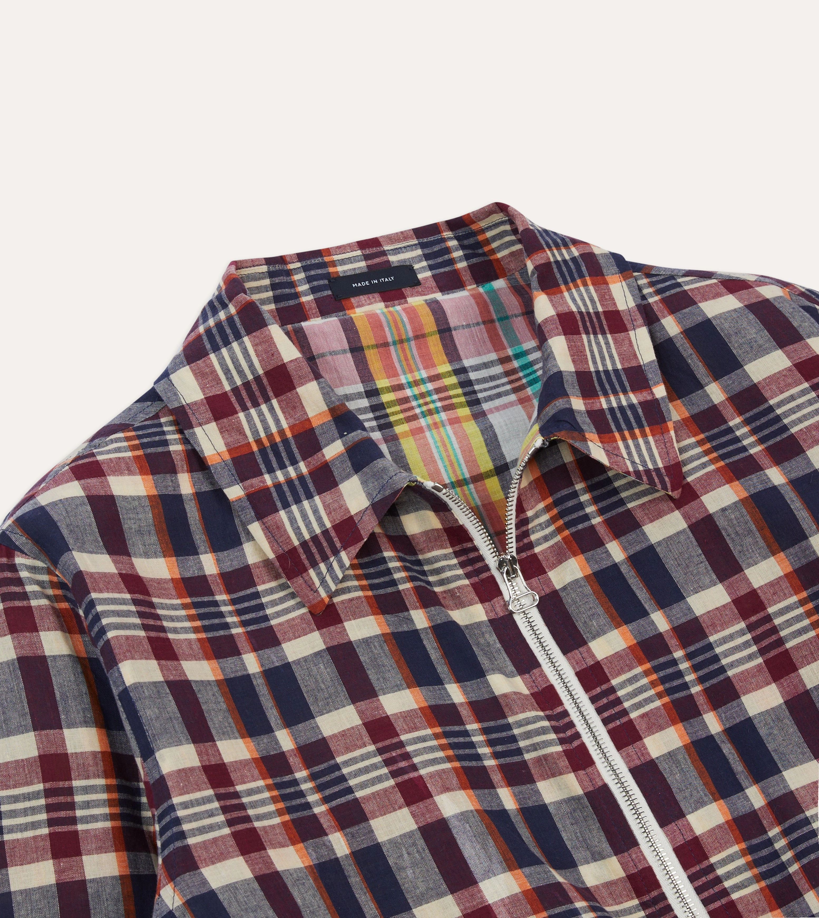 ZipperClosure Office Look Waxed Madras Cotton Tennis Blouson Jacket