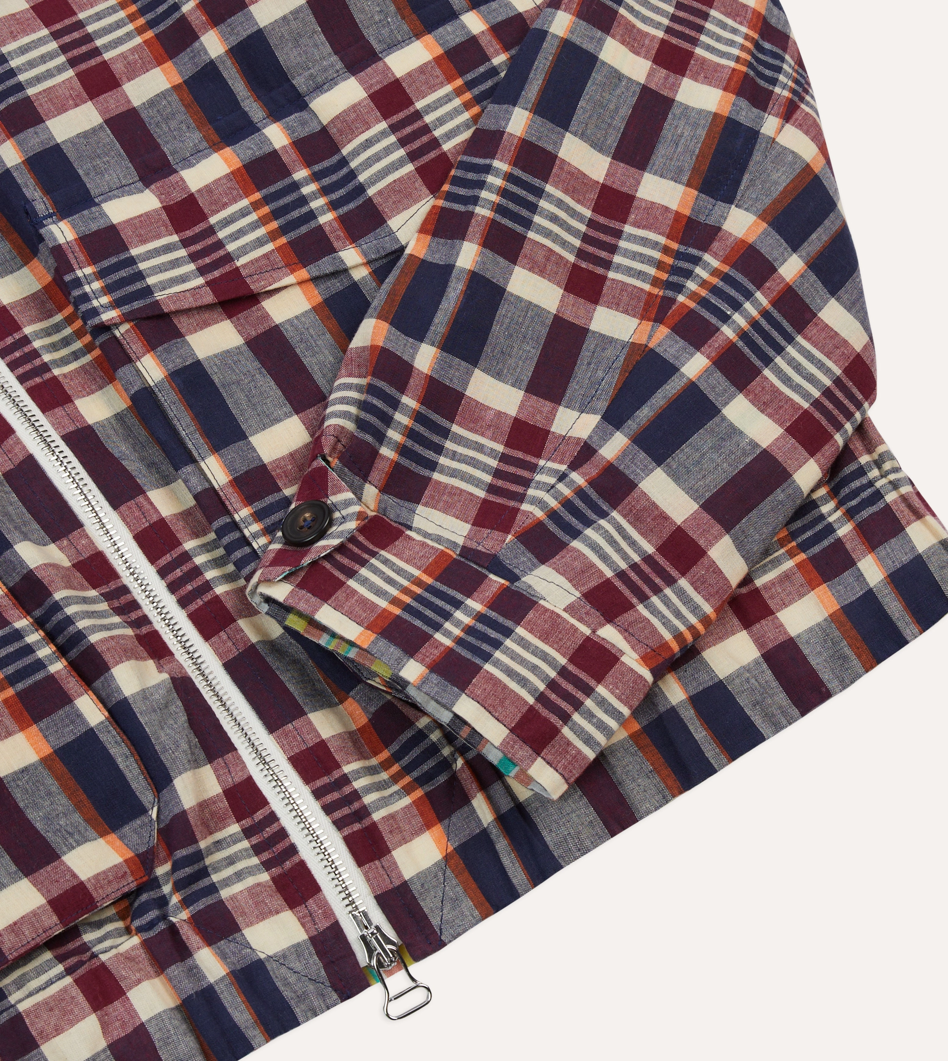 Waxed Madras Cotton Tennis Blouson Jacket campers Subtle Texture