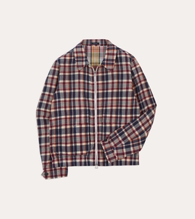 Winter Outer Layer Waxed Madras Cotton Tennis Blouson Jacket