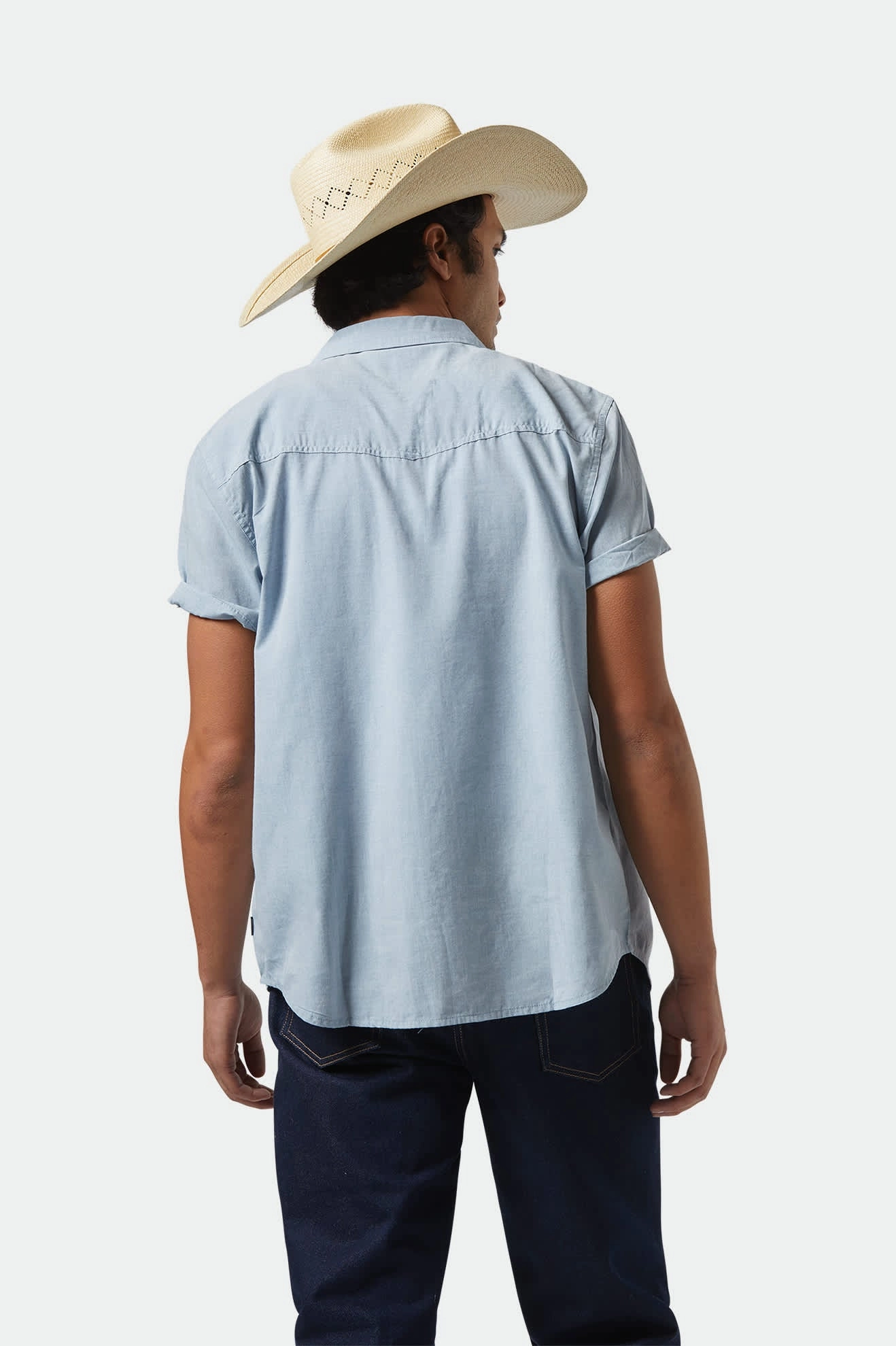 Structured Shoulder Support tall size Wayne Western S/S Shirt - Medium Blue