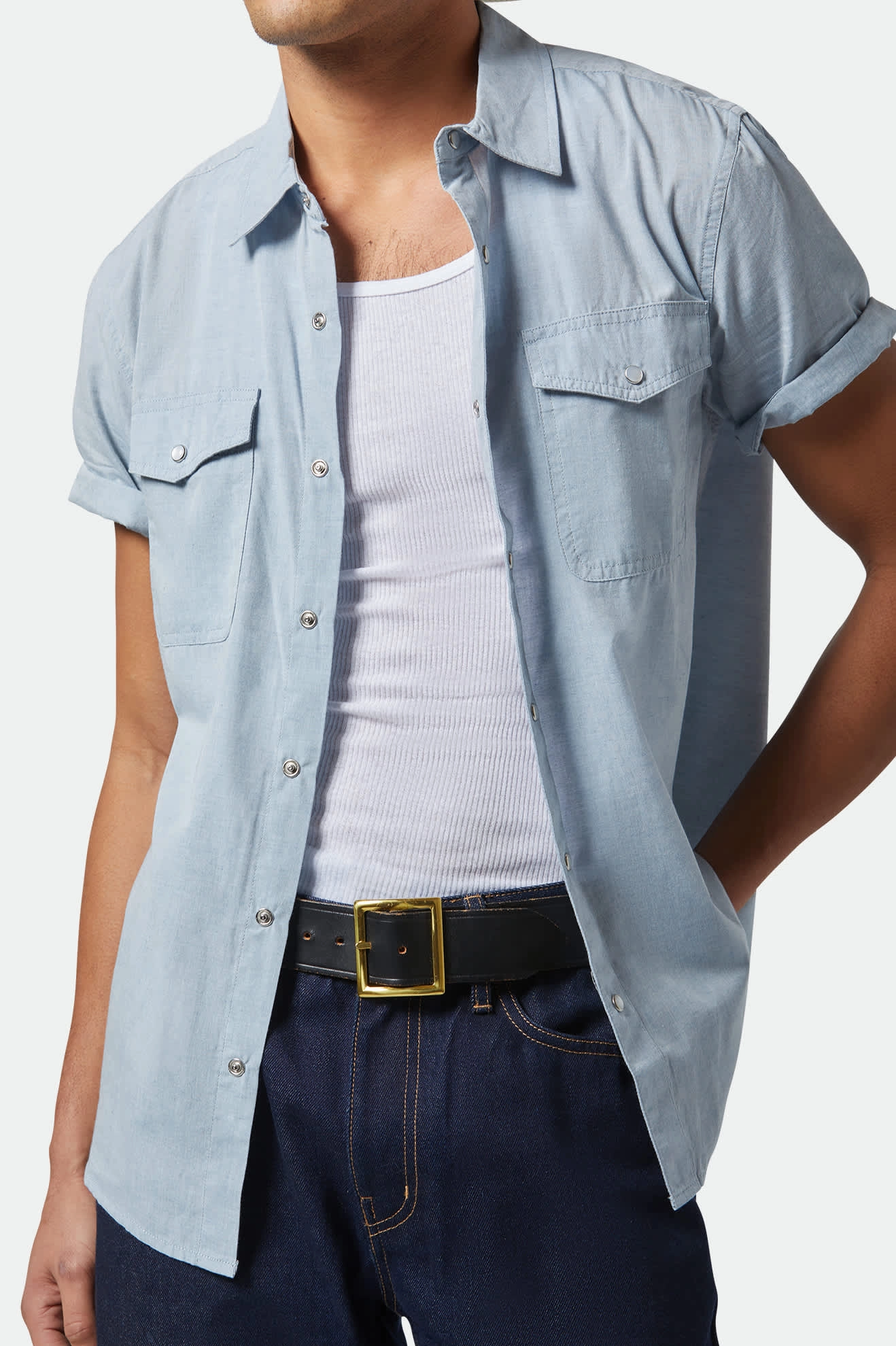 Low Maintenance Thermoregulating Layer Wayne Western S/S Shirt - Medium Blue
