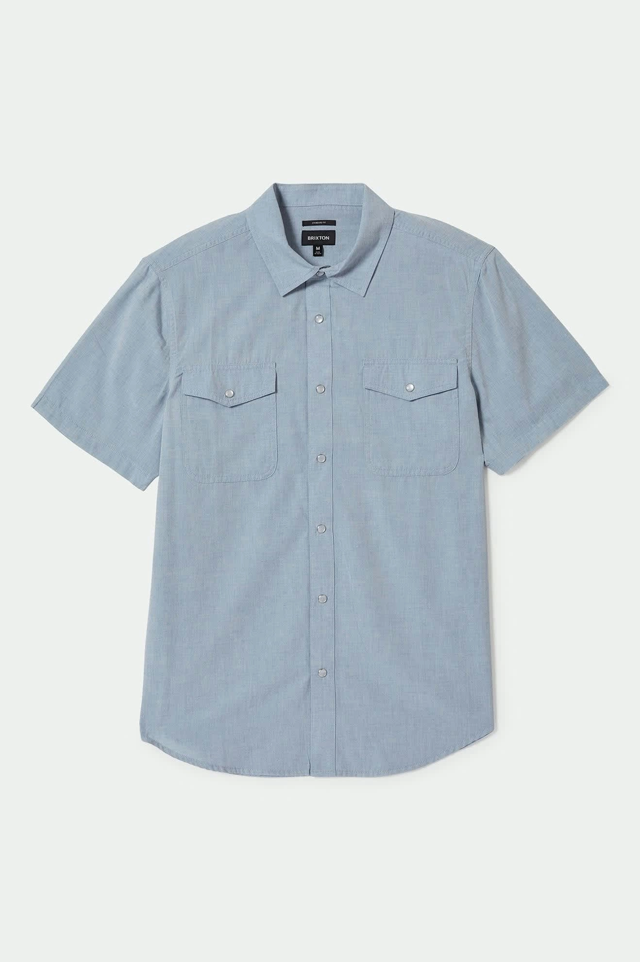 Wayne Western S/S Shirt - Medium Blue Smart Look Low Maintenance