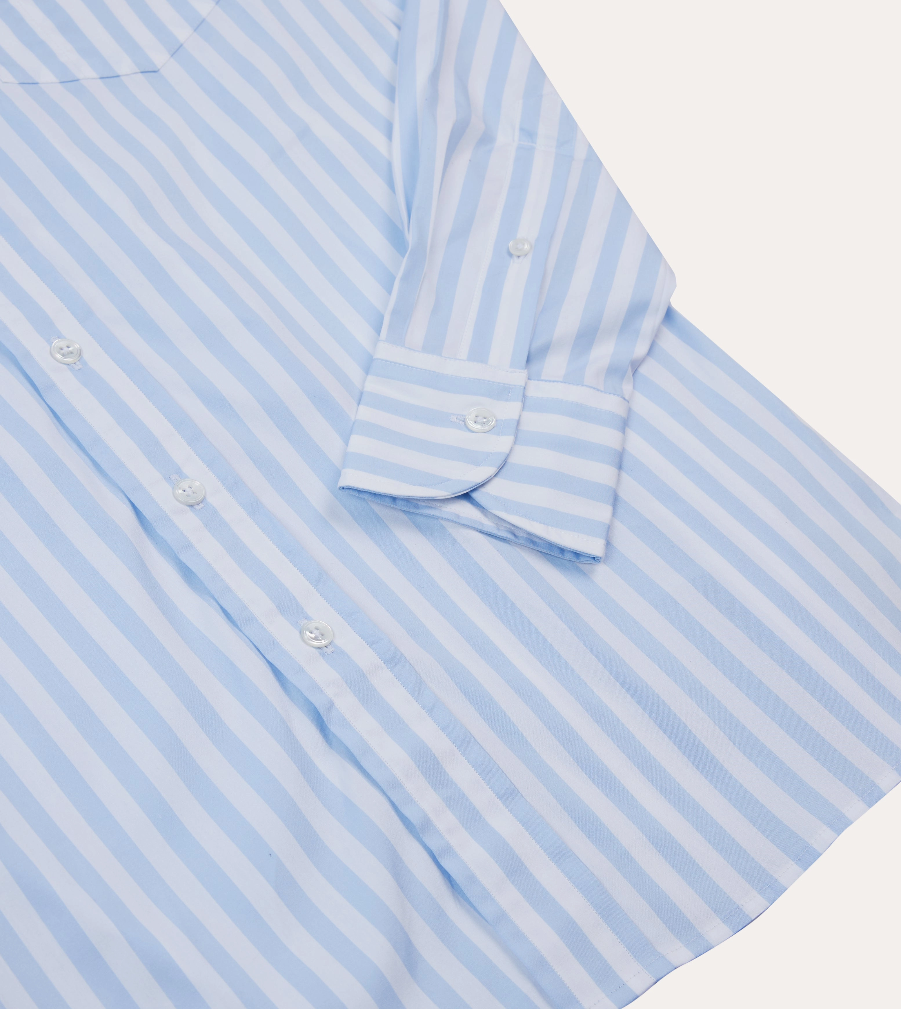 Sports Ready Blue Broad Stripe Cotton Poplin Button-Down Shirt
