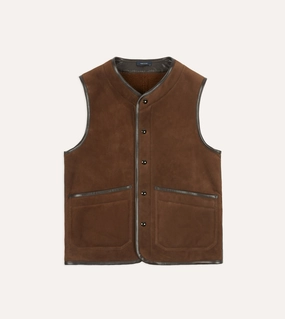 Layer Piece Package Brown Suede Shearling Vest