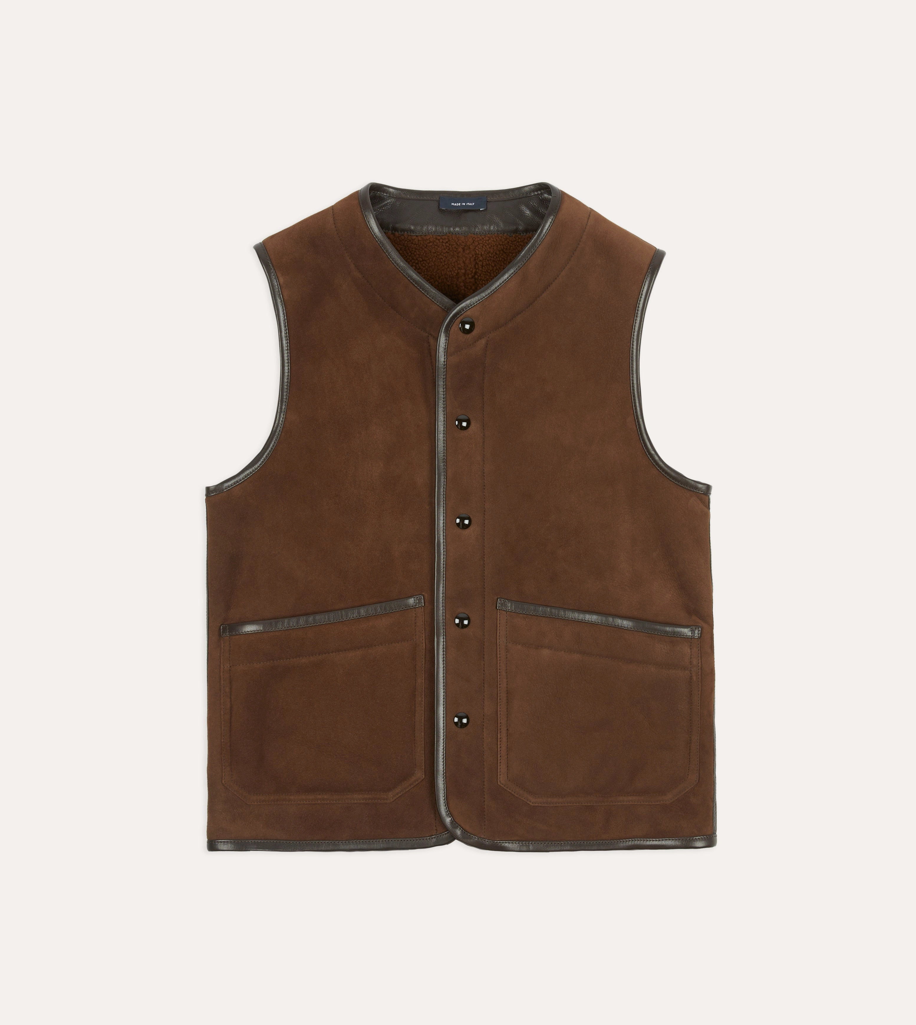 Layer Piece Package Brown Suede Shearling Vest