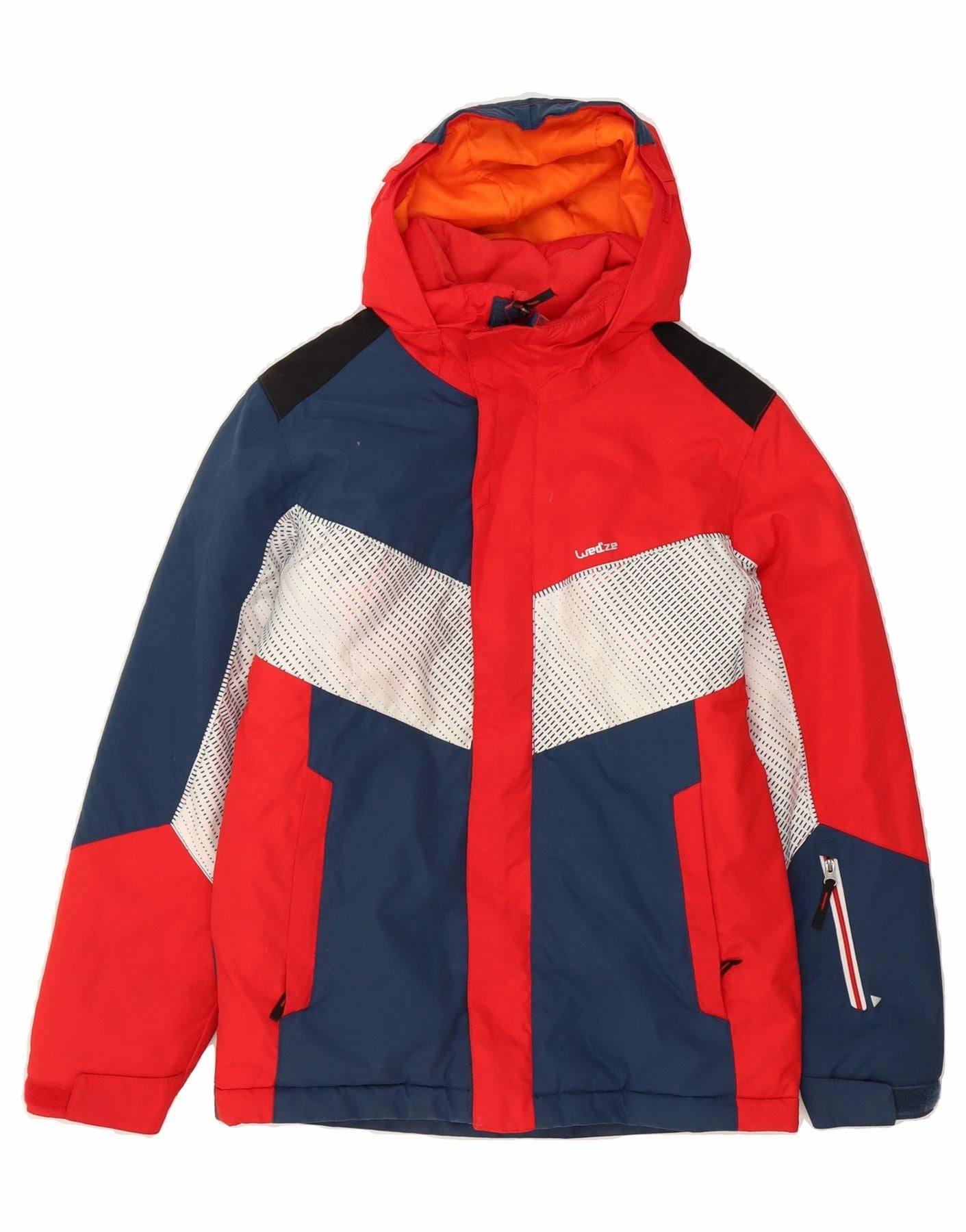 WED ZE Boys Hooded Windbreaker Jacket 13-14 Years Red Colourblock Hidden pockets