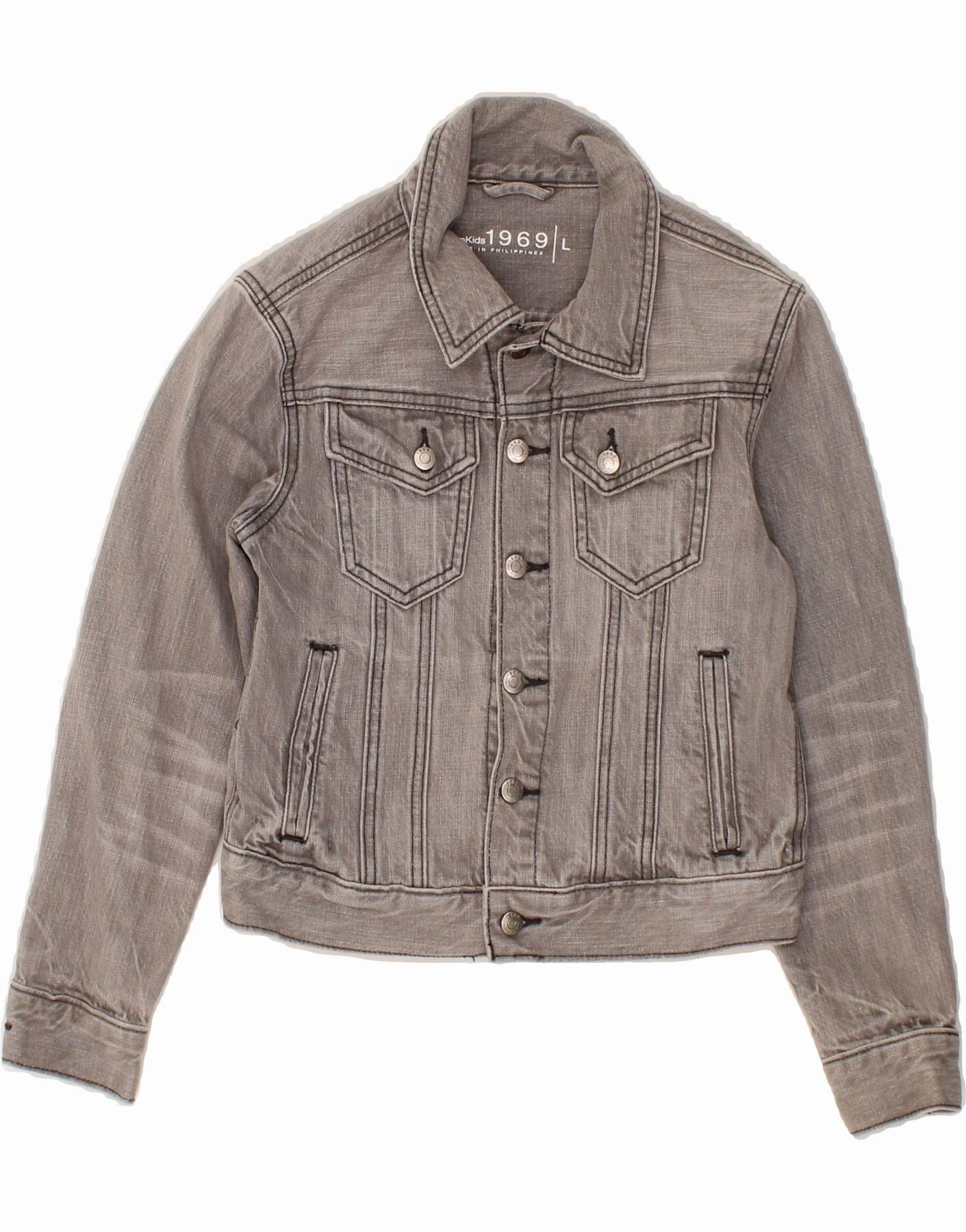 GAP Boys Denim Jacket 8-9 Years Large  Grey Cotton Run Friendly