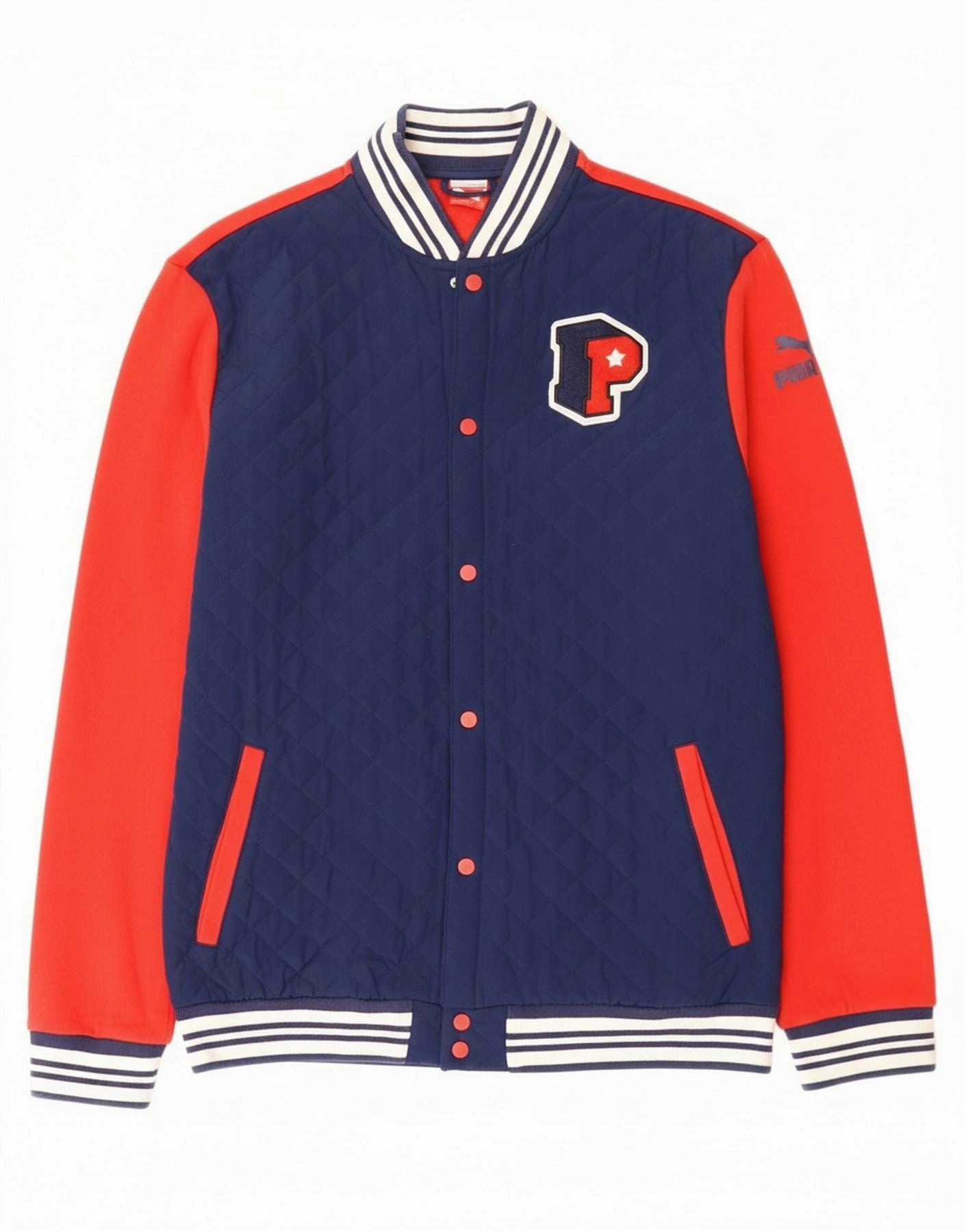 PUMA Boys Graphic Varsity Jacket 15-16 Years Red Colourblock Commemorate