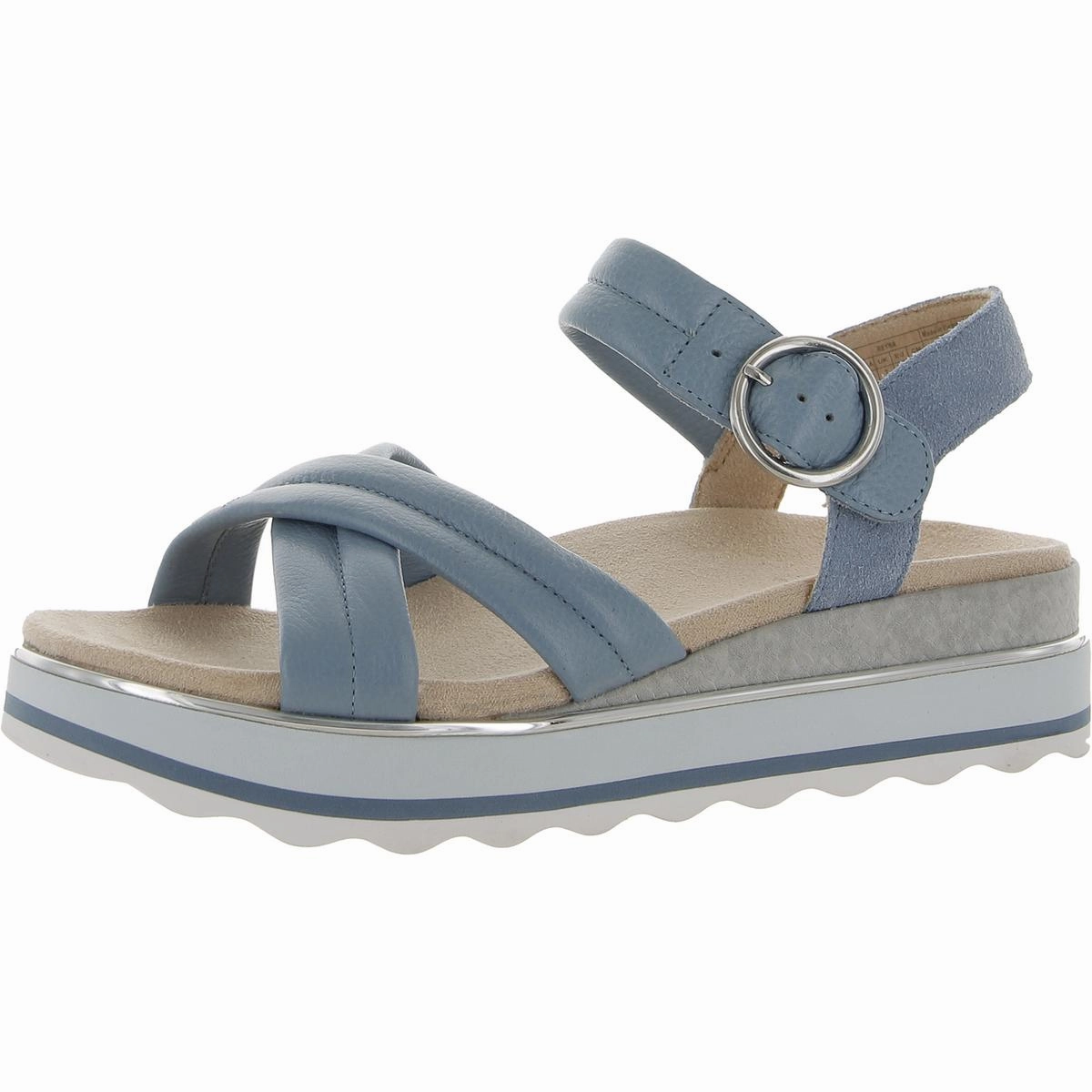 Reyna Womens Leather Slingback Wedge Sandals Body Ease Layered Base