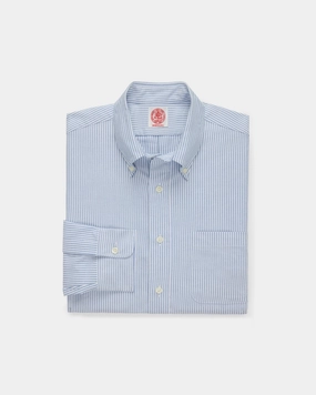 Cozy Feel Durable Fabric Made-in-USA Blue University Stripe Oxford Cloth Shirt - Classic Fit