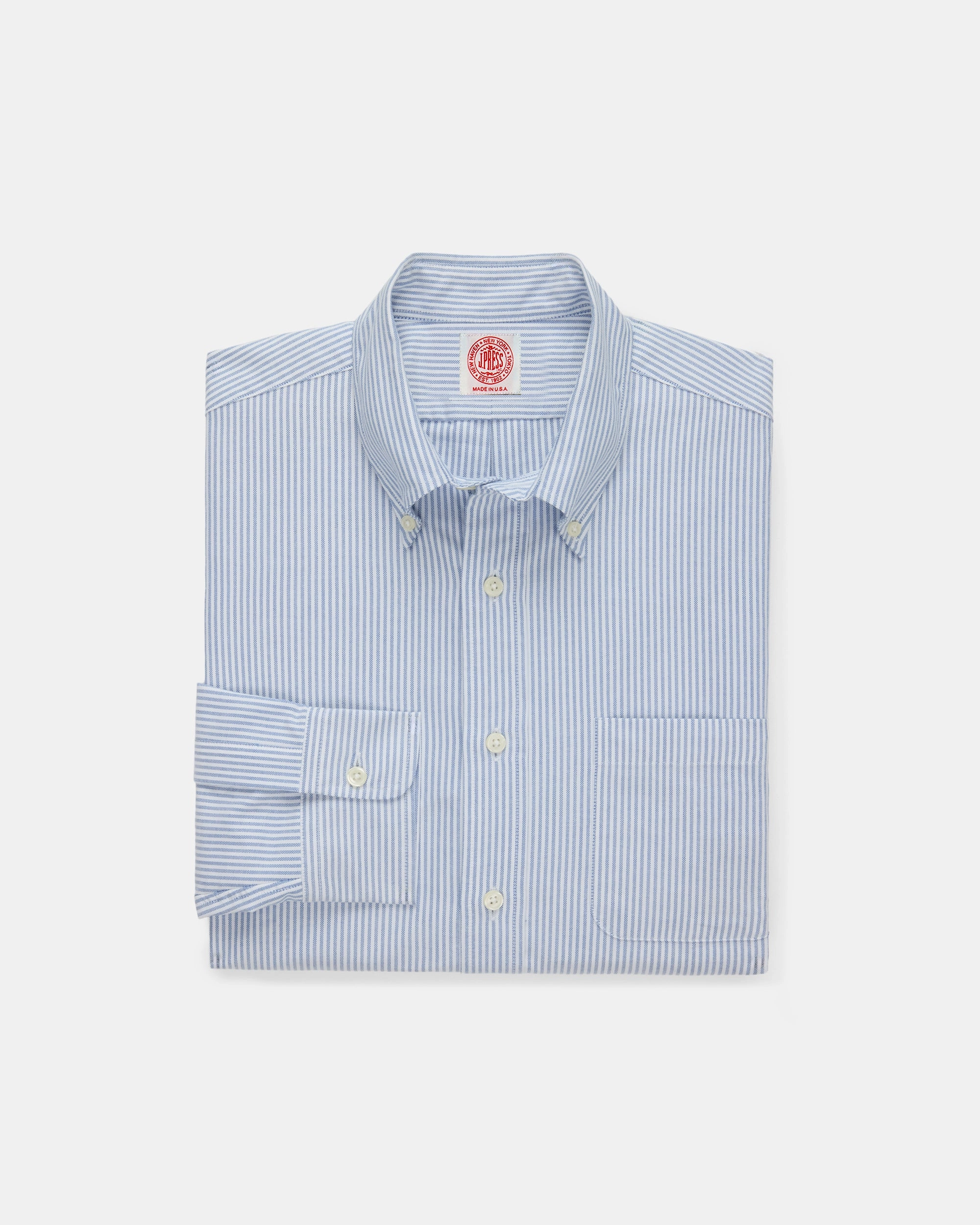 Cozy Feel Durable Fabric Made-in-USA Blue University Stripe Oxford Cloth Shirt - Classic Fit