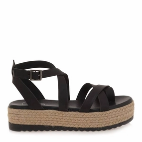 Stage Sole Ankle Strap Women's Ankle Wrap Sandals In Black