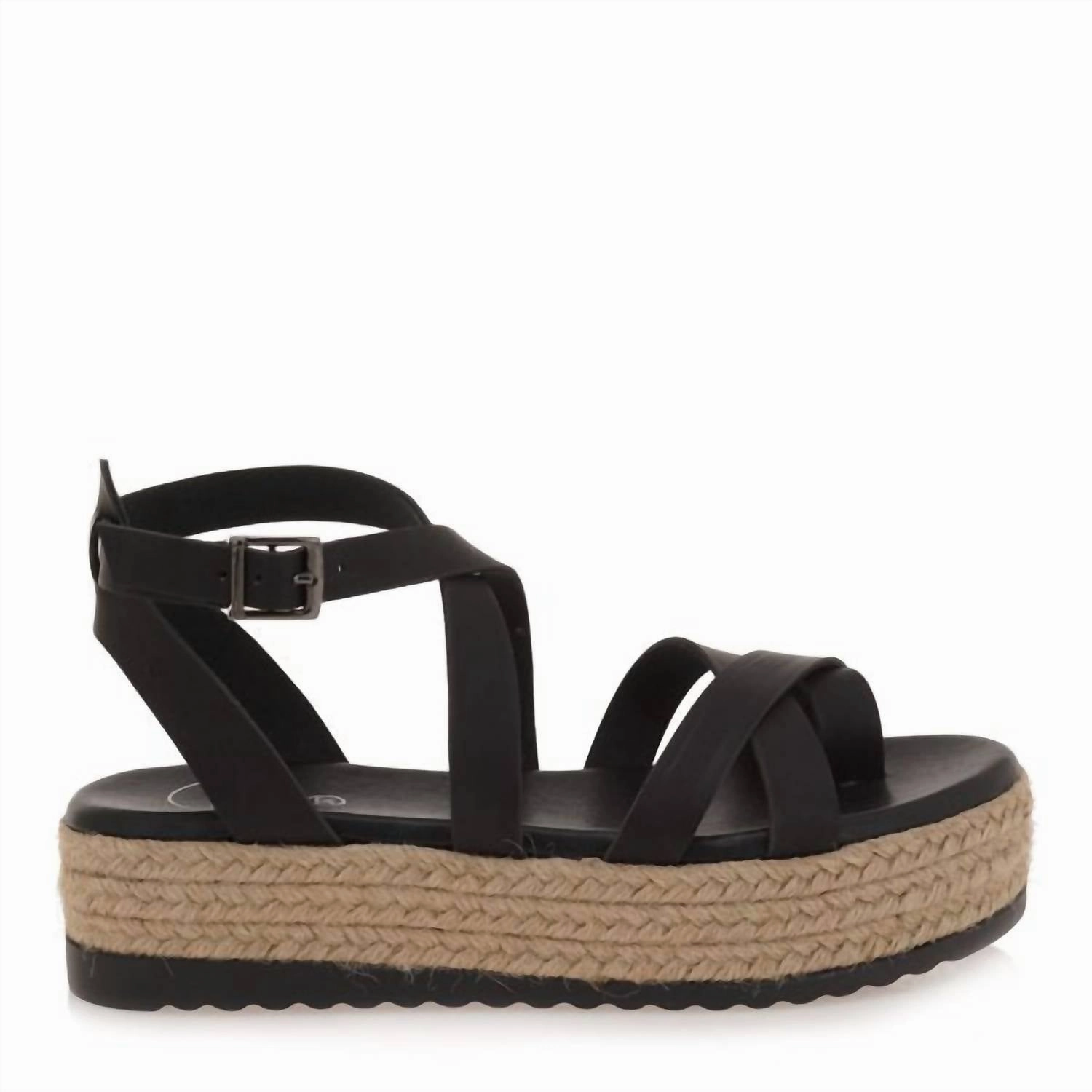 Women's Ankle Wrap Sandals In Black Emblem Style