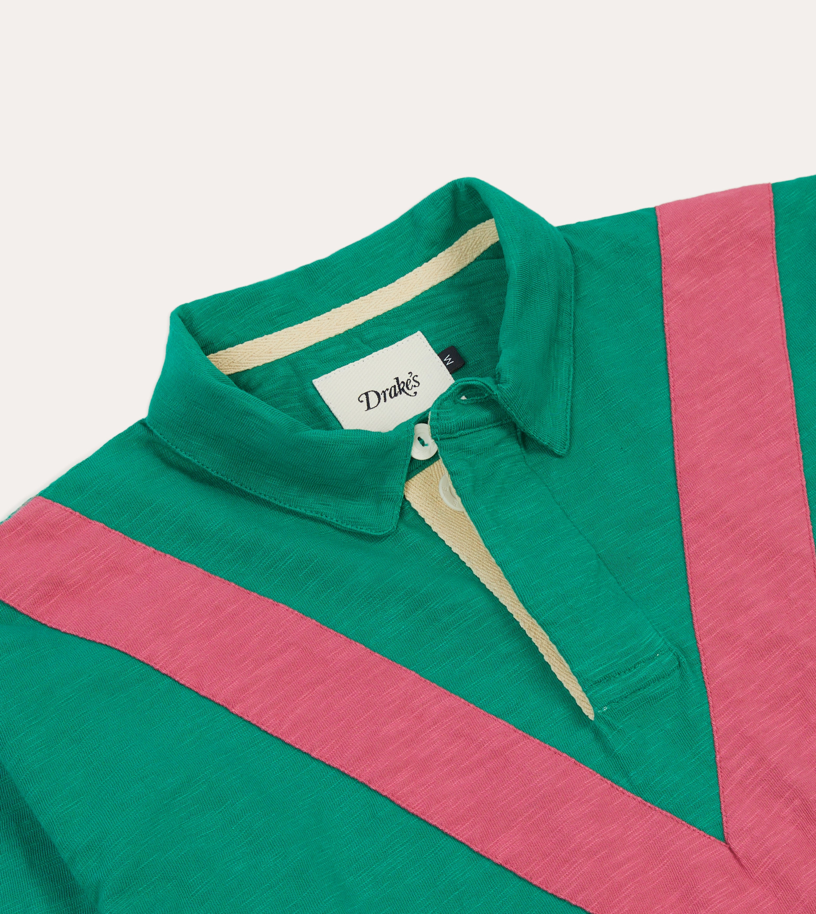 Green and Pink Chevron Flam?? Cotton Rugby Shirt Bold Hue