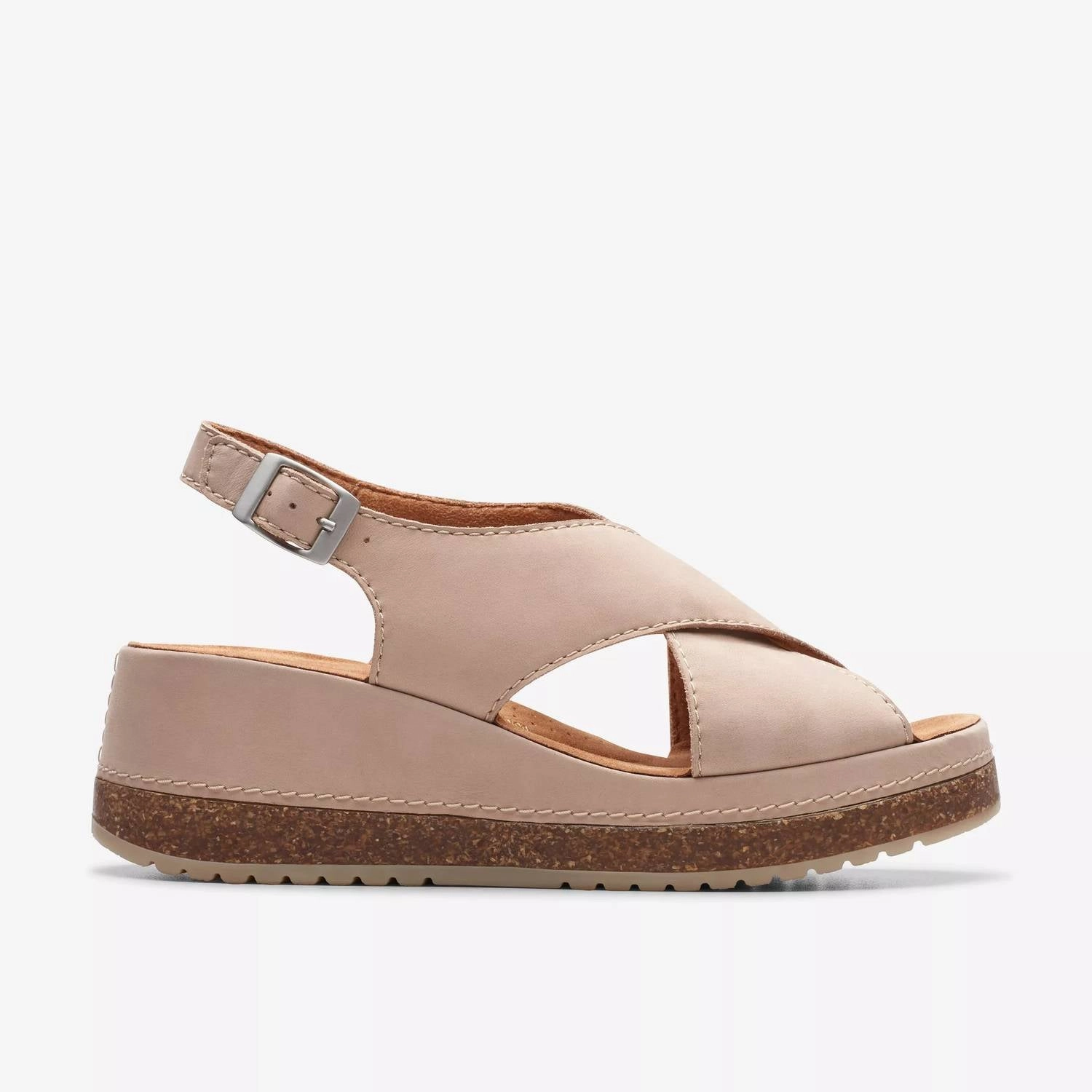 Ankle Glow Women's Kassandra Step Wedge Sandal In Sand Nubuck