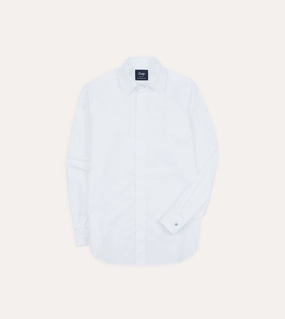 White Cotton Long Point Collar Dinner Shirt Lightweight Feel