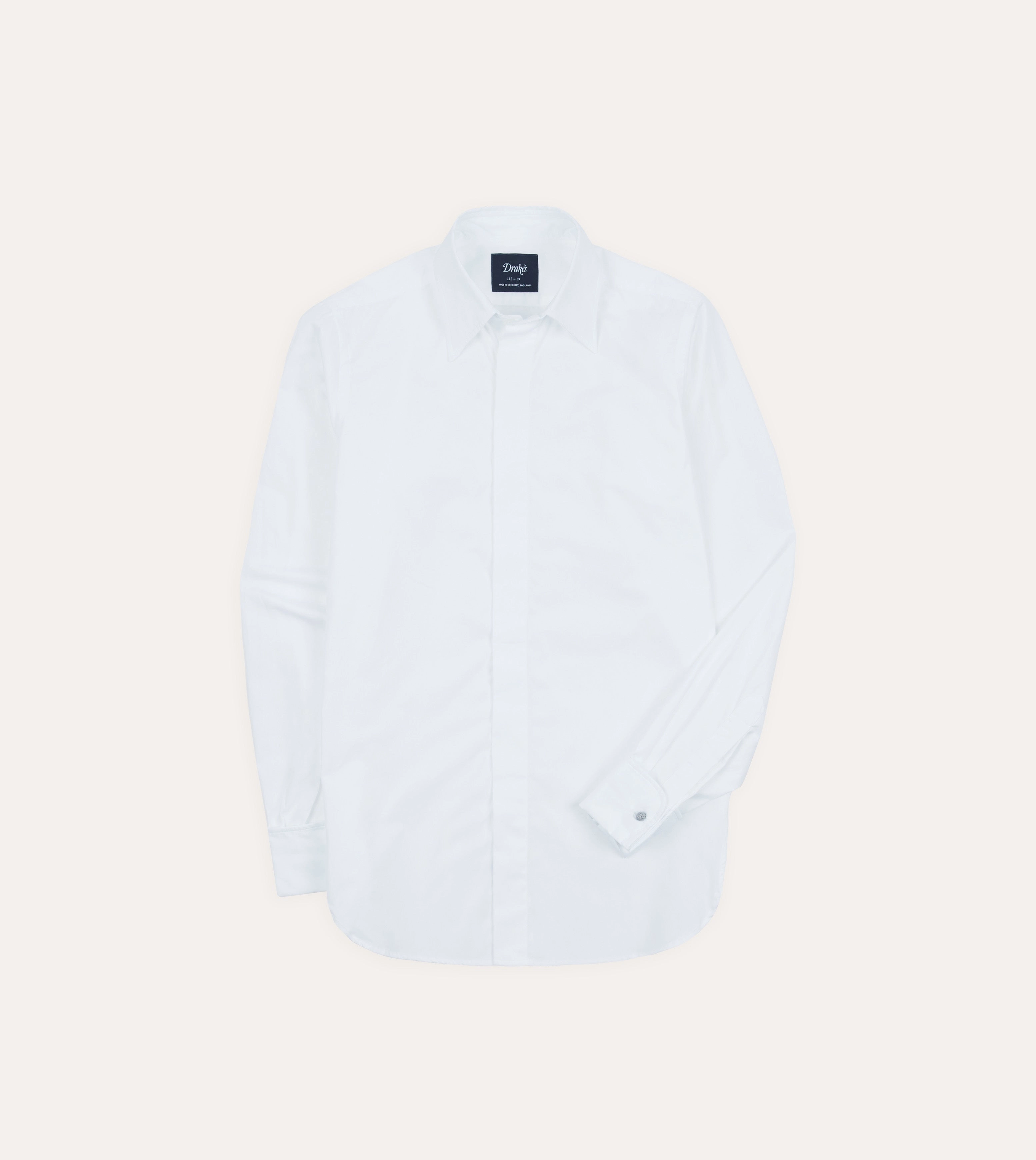 White Cotton Long Point Collar Dinner Shirt Lightweight Feel