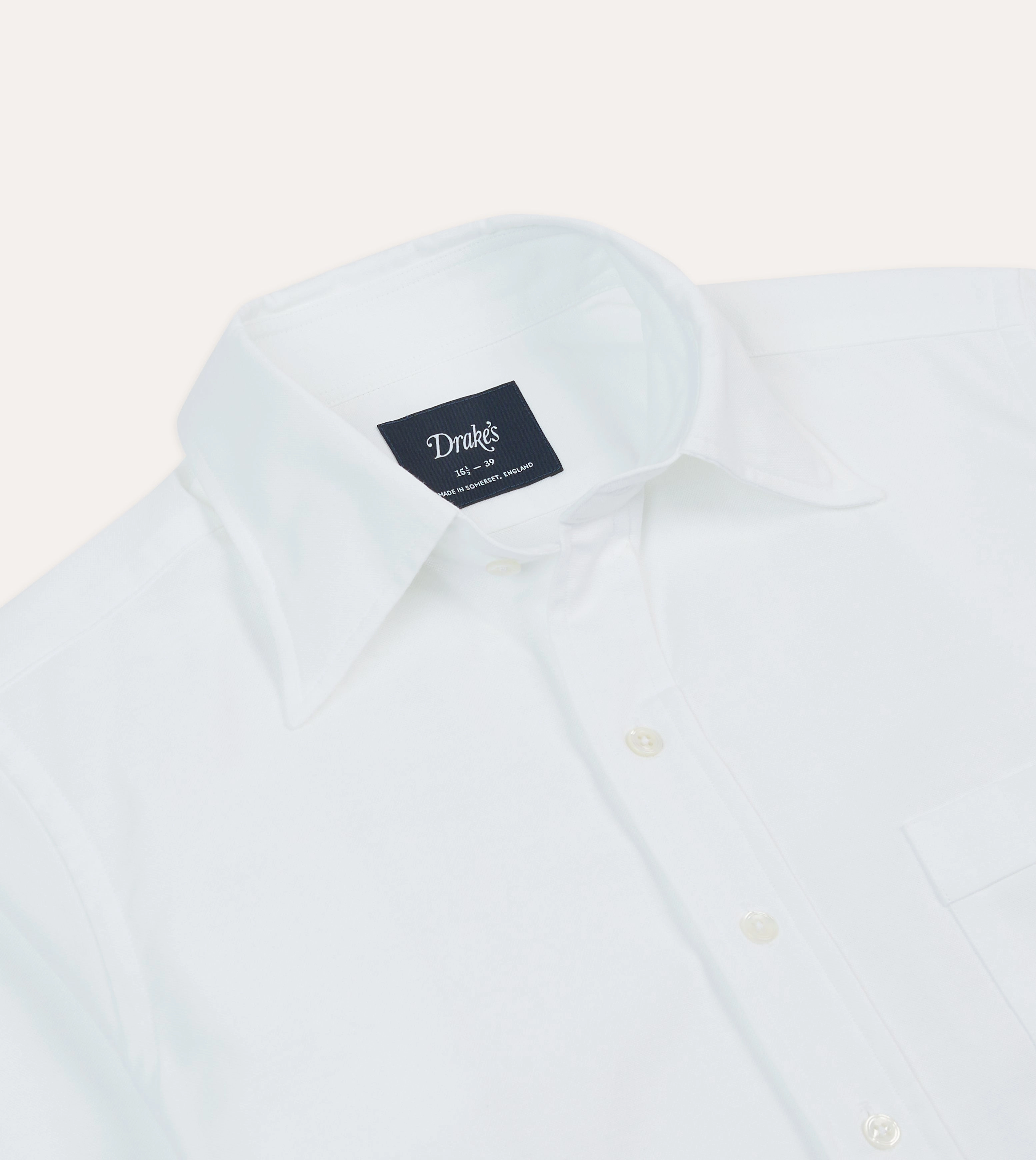 Organic Cotton Tuckable Hem White Cotton Oxford Cloth Long Point Collar Shirt