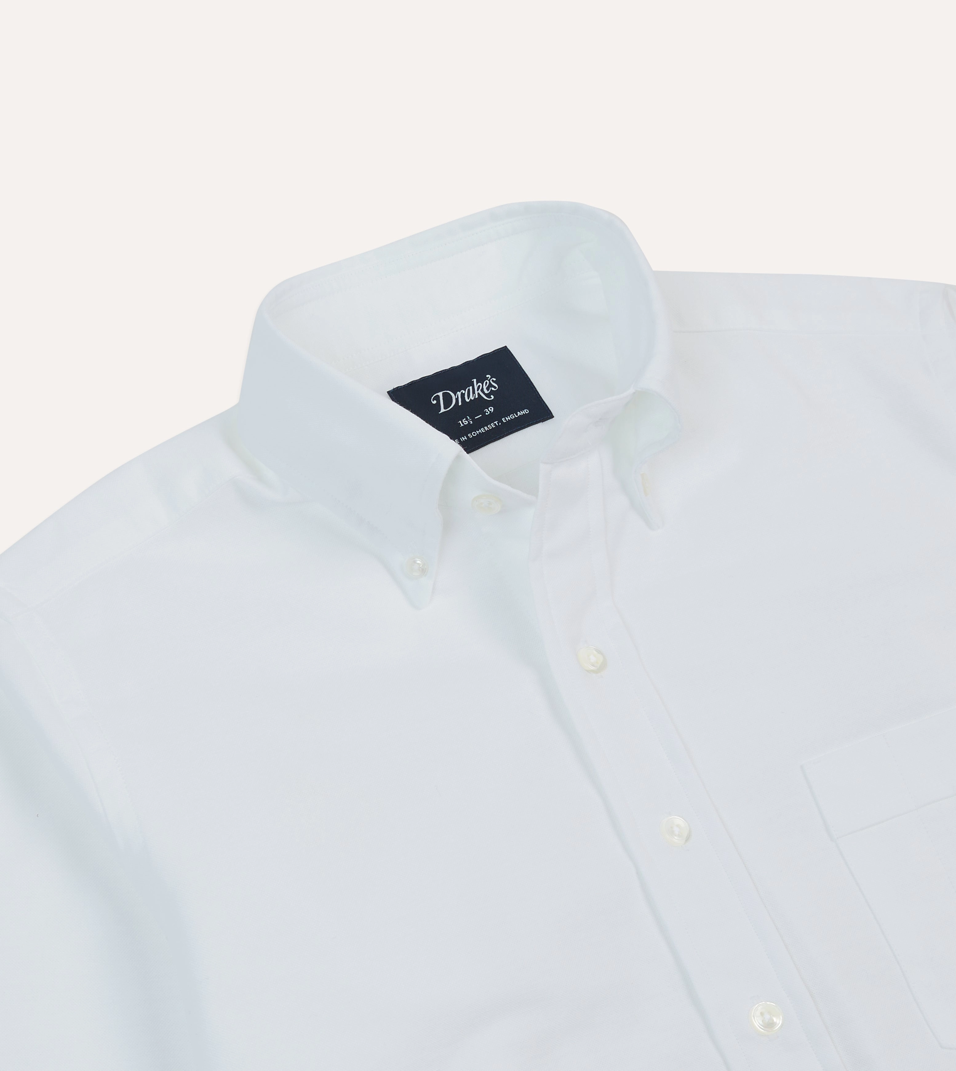 Geometric Pattern White Oxford Cotton Cloth Button-Down Shirt