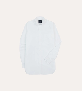 V-neck style White Oxford Cotton Cloth Button-Down Shirt