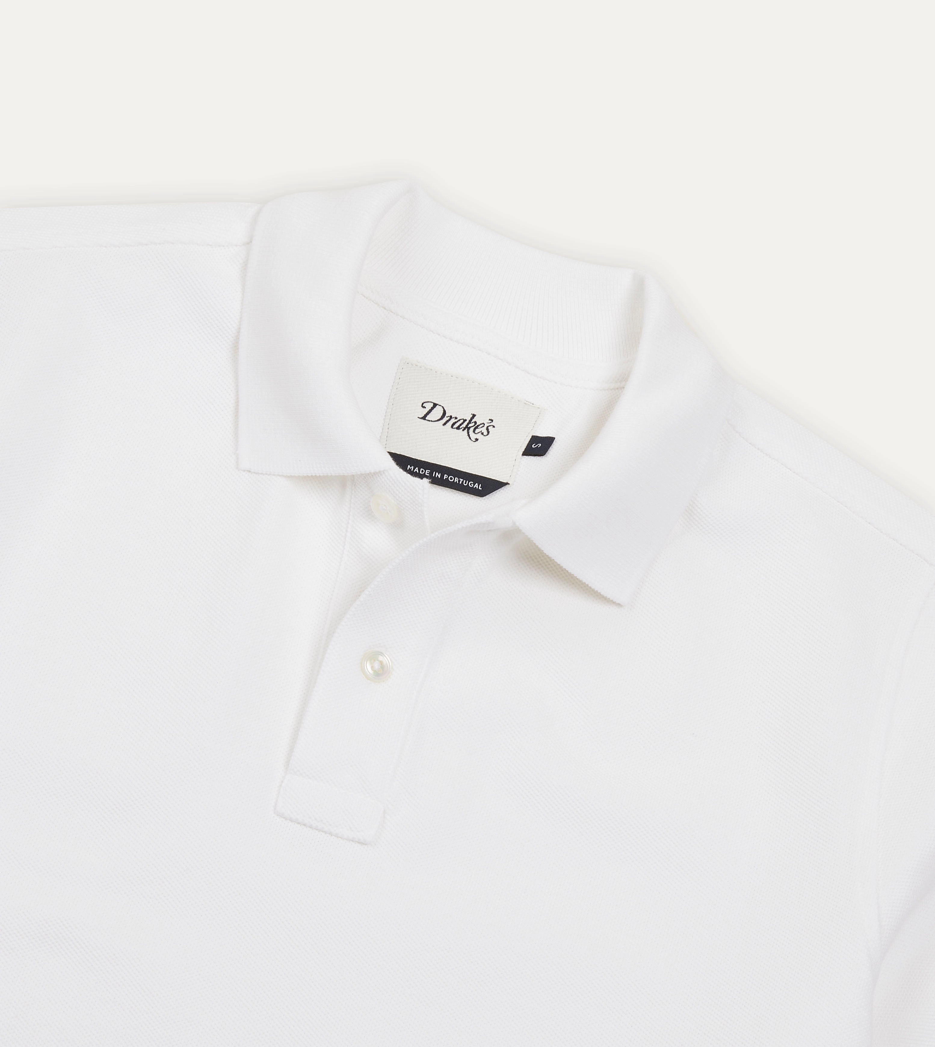 White Piqu?? Cotton Polo Shirt Graphic Art