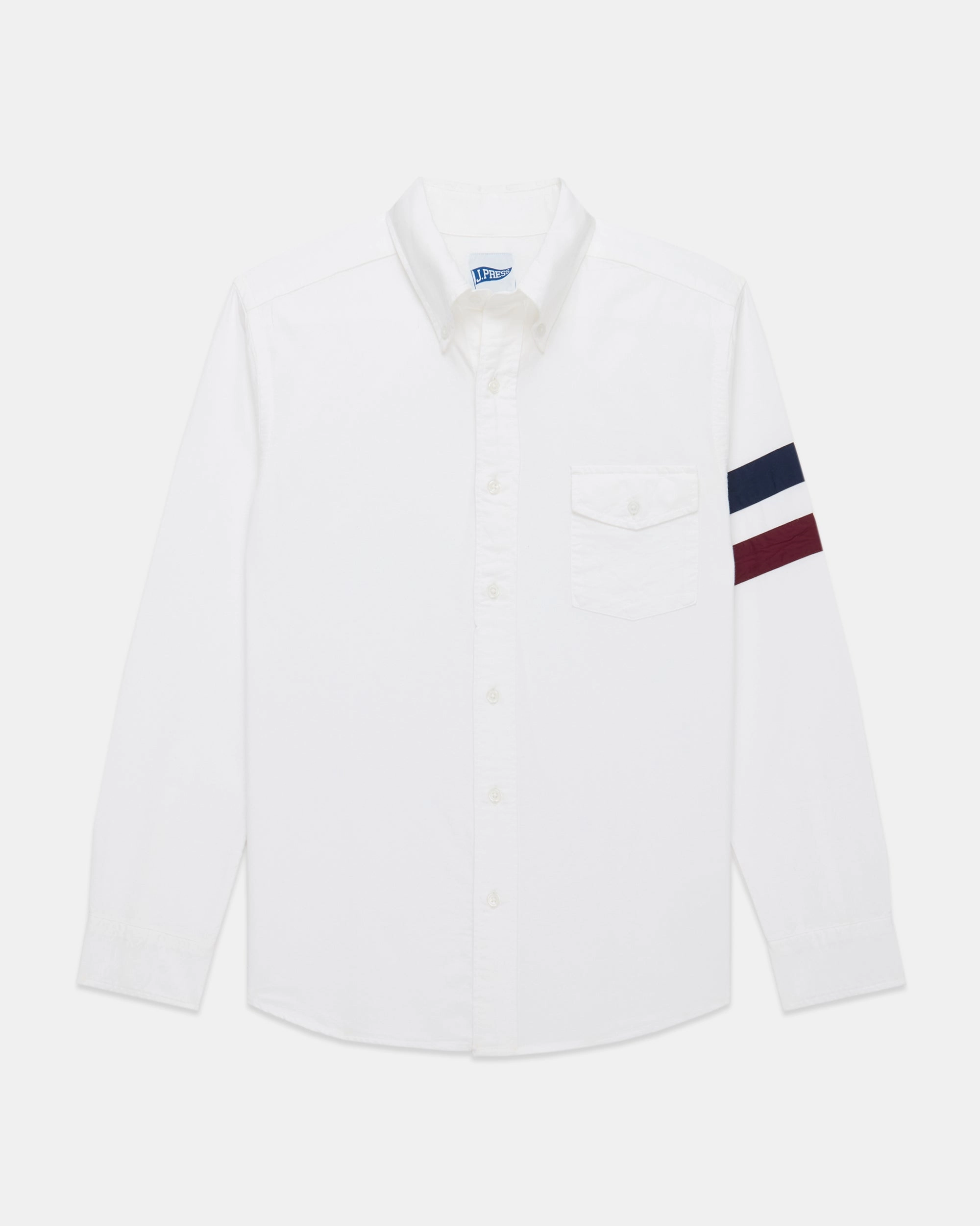 White Sleeve Stripe Oxford Shirt - Trim Fit Weekend Outfit