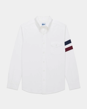 White Sleeve Stripe Oxford Shirt - Trim Fit Weekend Outfit