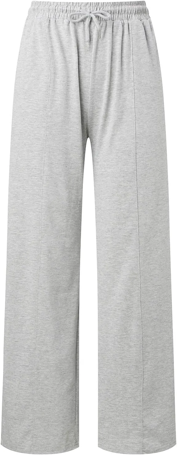 Wide Leg Baggy Sweatpants Women Drawstring High Waisted Jogger Sweat Pant with Pocket Lightweight Athletic Loose Pant