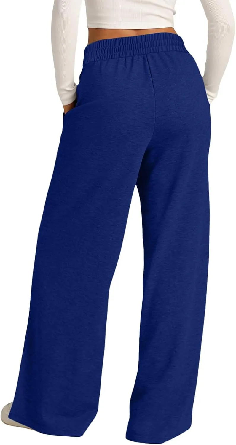 Wide Leg Baggy Sweatpants Women Drawstring High Waisted Jogger Sweat Pant with Pocket Lightweight Athletic Loose Pant
