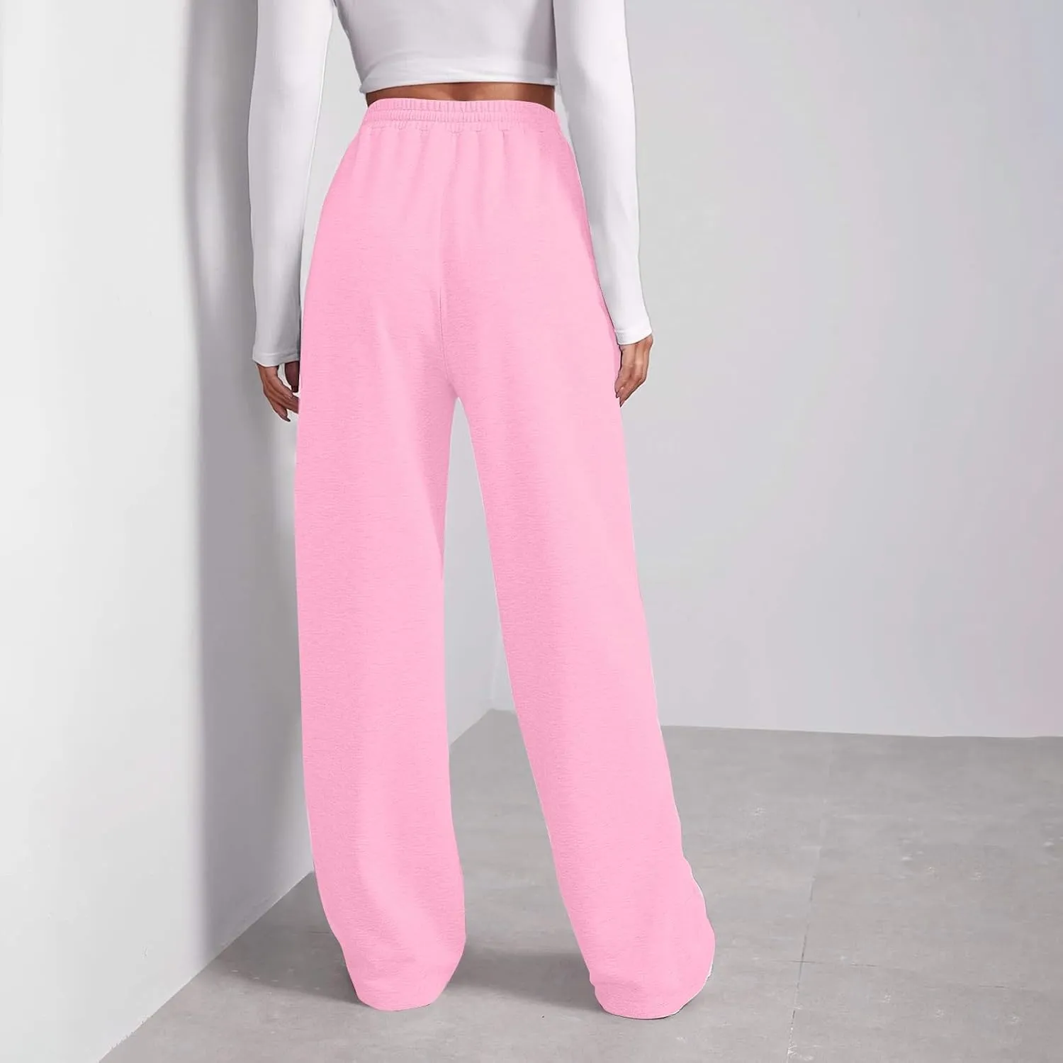 Wide Leg Sweatpants Women Plus Size Elastic High Waisted Long Sweat Pants with Pockets Baggy Athletic Cargo Joggers