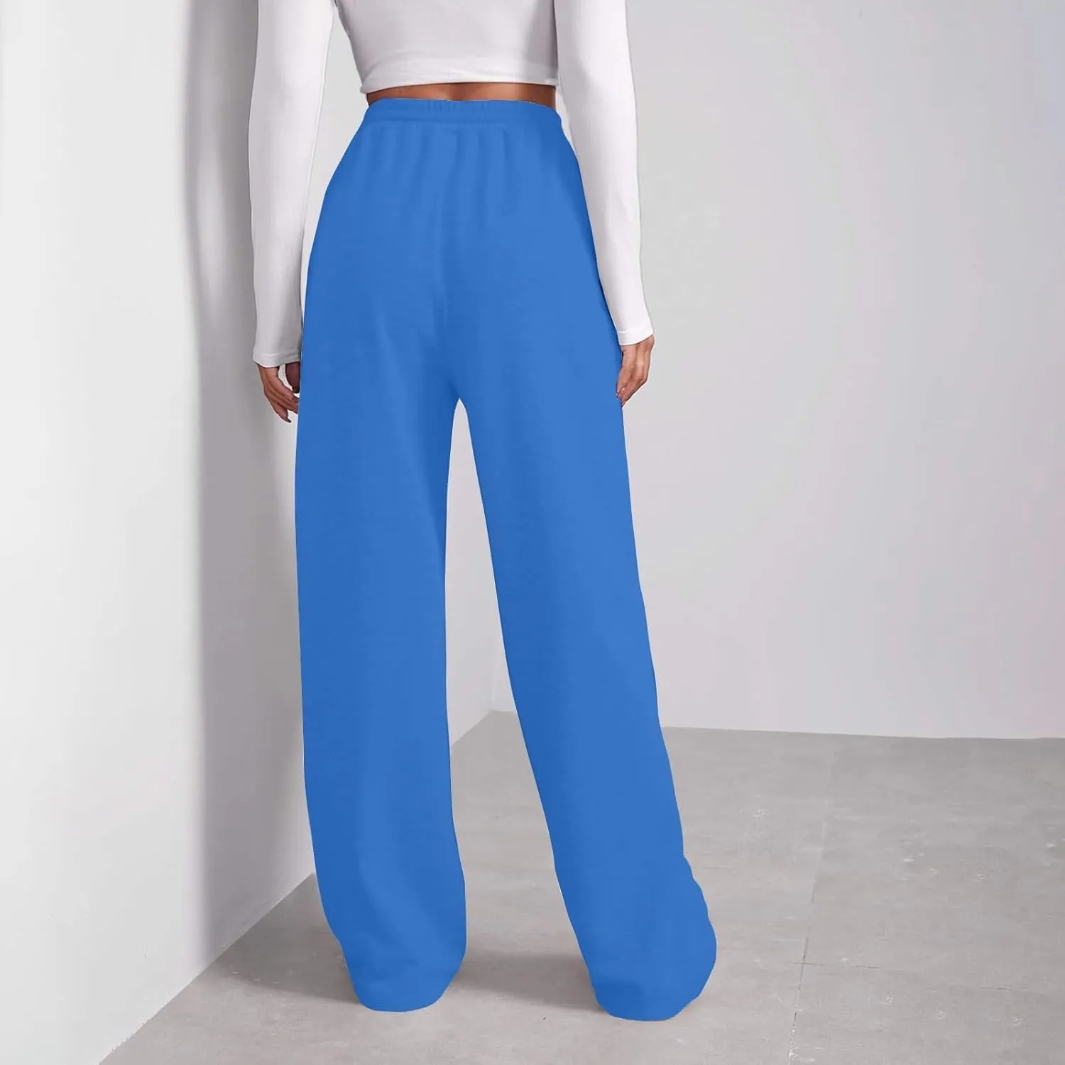 Wide Leg Sweatpants Women Plus Size Elastic High Waisted Long Sweat Pants with Pockets Baggy Athletic Cargo Joggers